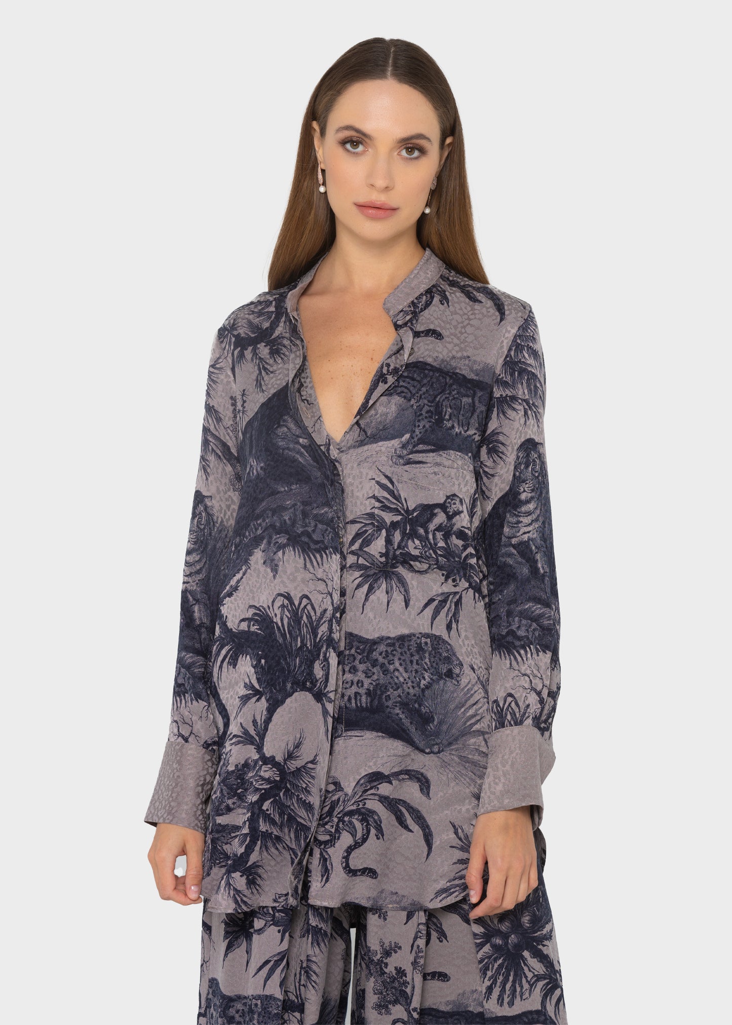 Jovi Grace Band Collar Shirt-niLuu