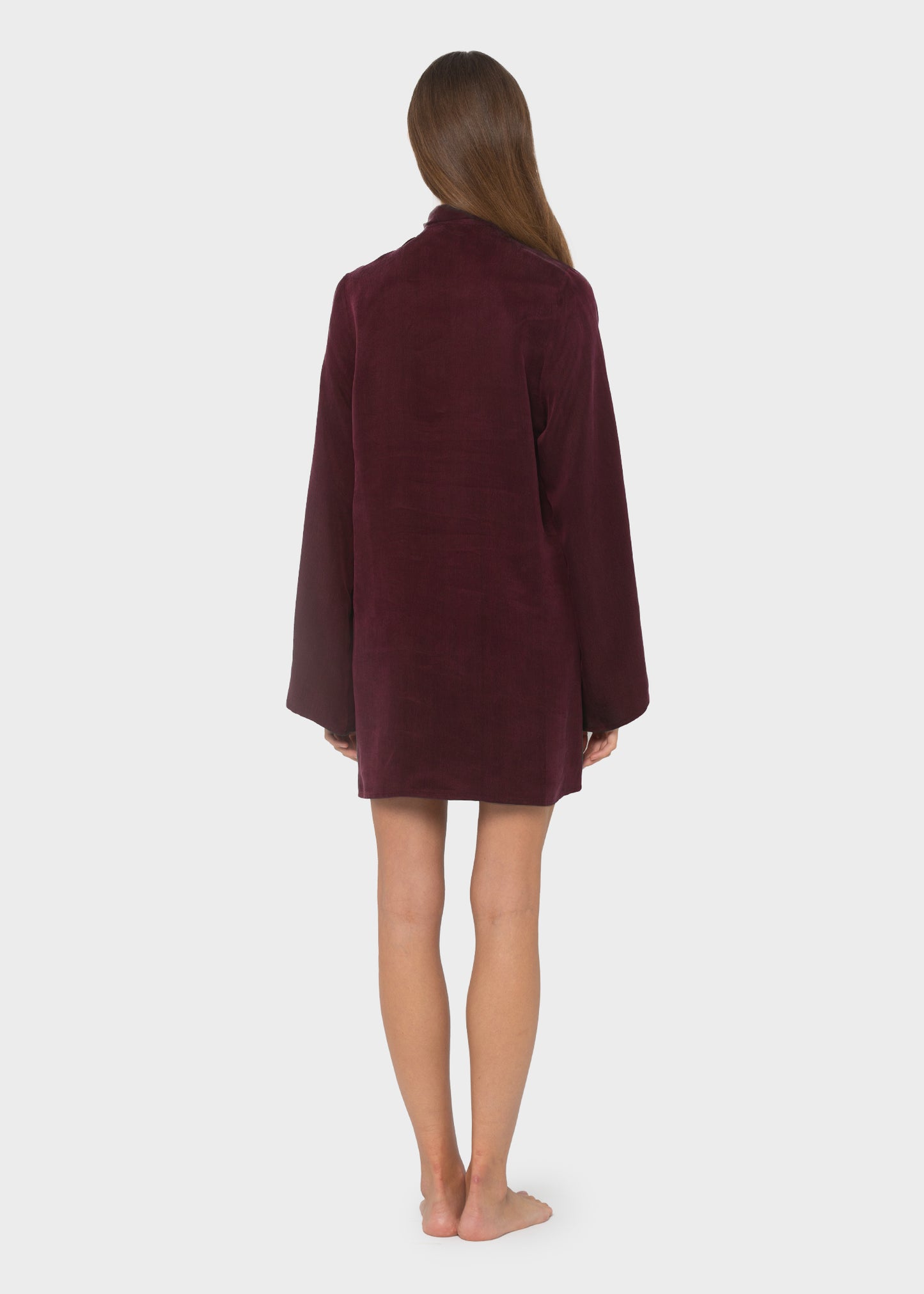 Merlot Grace Pussy-Bow Mini Dress-niLuu
