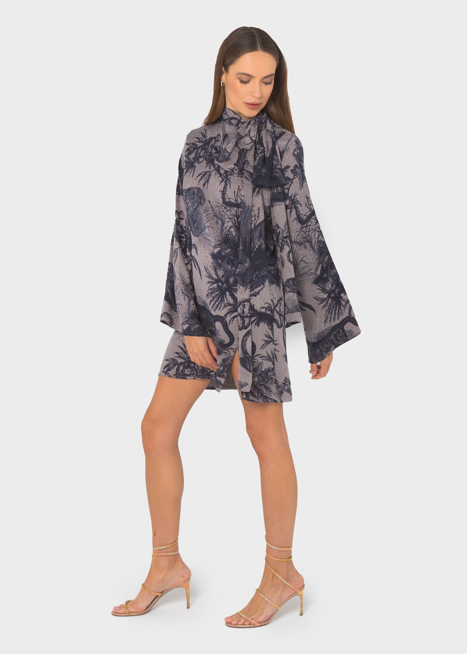 Jovi Grace Pussy-Bow Mini Dress-niLuu