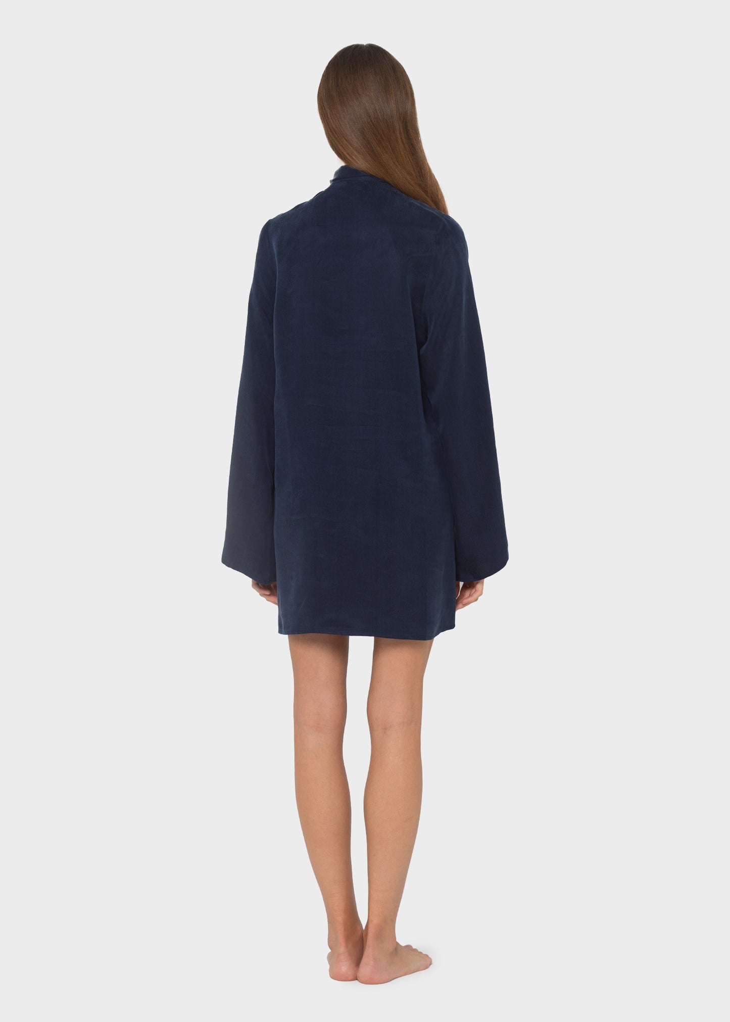 Midnight Blue Grace Pussy-Bow Mini Dress-niLuu