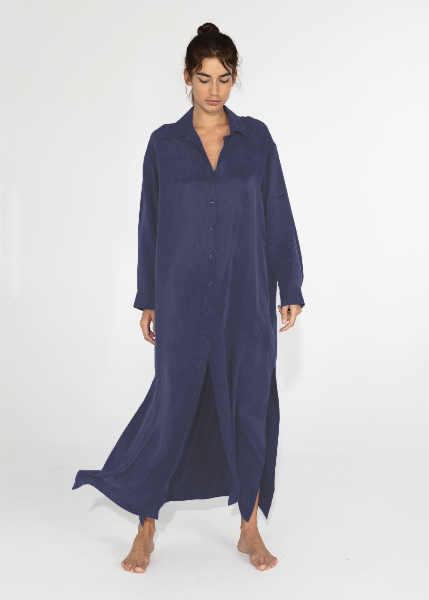 Midnight Blue Calypso Maxi Dress | Sustainable Vegan Silkwear niLuu Midnight Blue Calypso Maxi Dress | Sustainable Vegan Silkwear niLuu