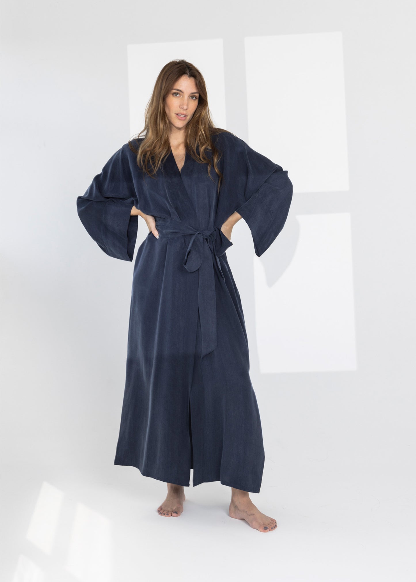 Midnight Blue Women Kimono Robe-niLuu