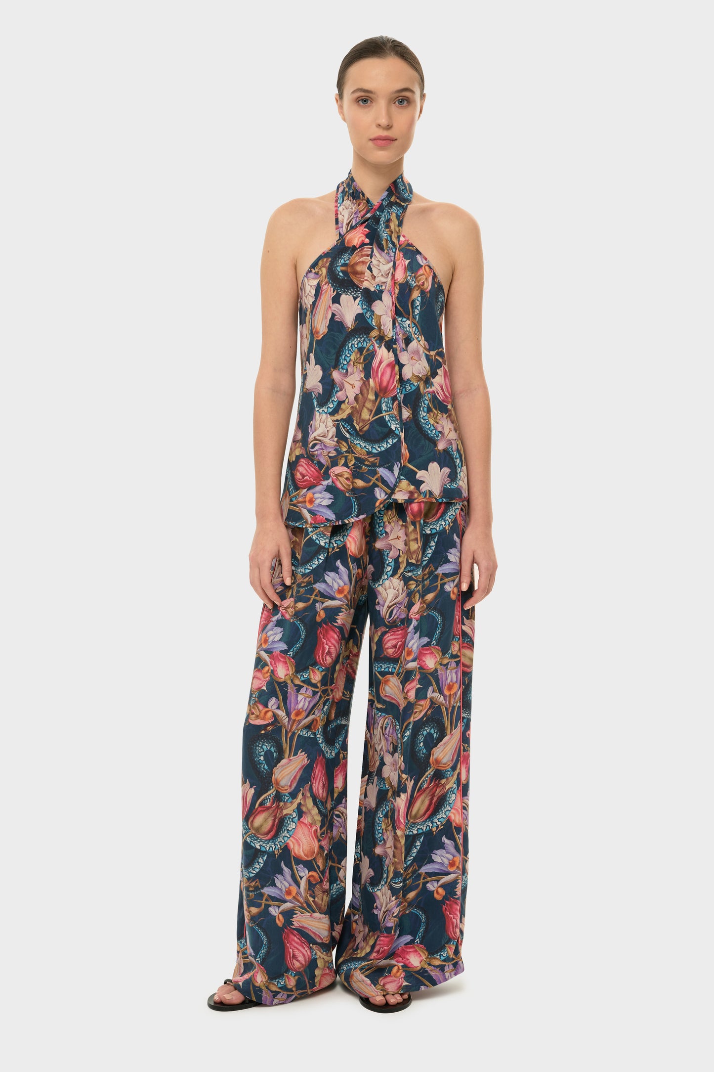 Jackson AquaFlora Cross Halter Top-niLuu