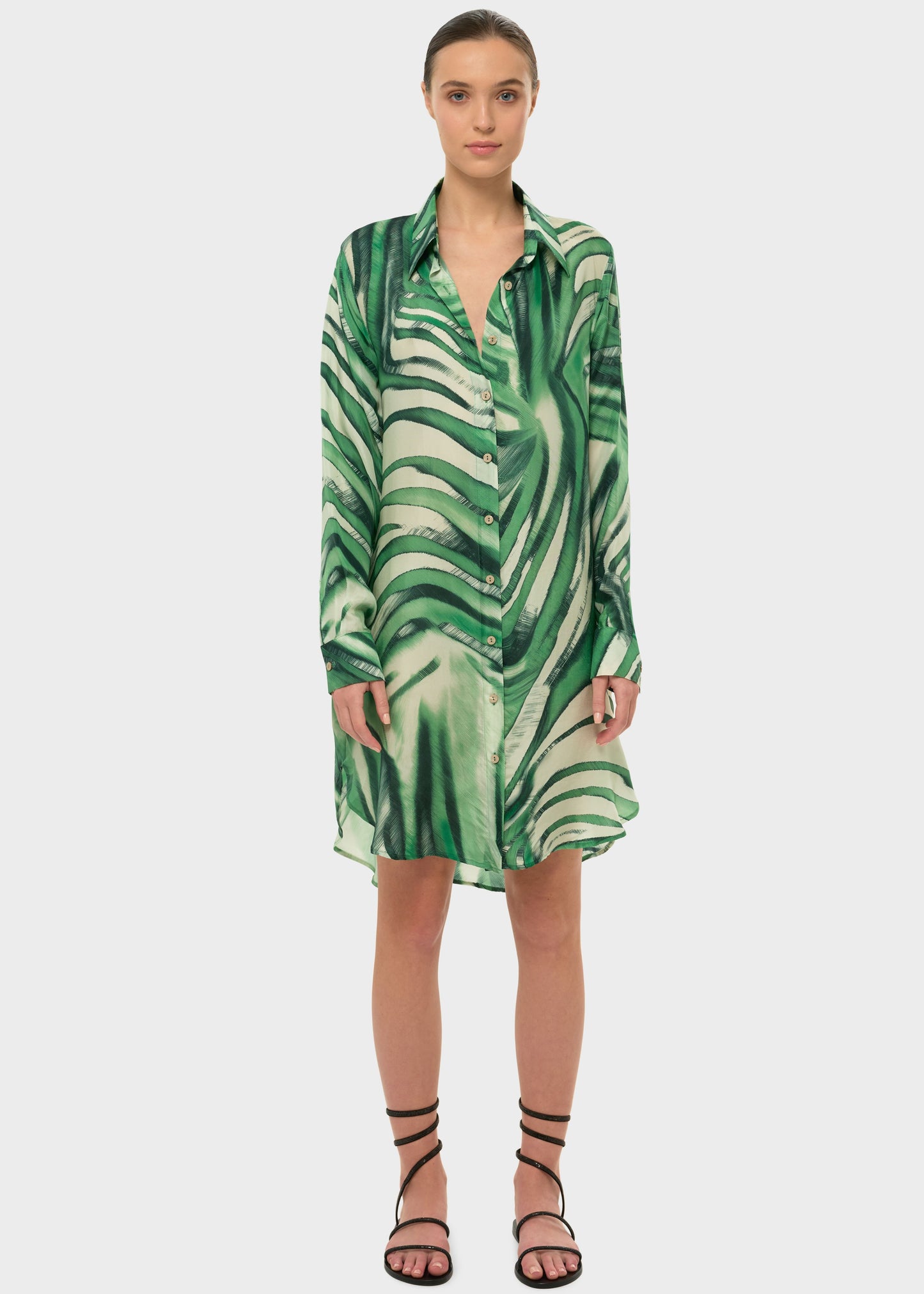 Rocco AquaFlora Button Down Shirt Dress-niLuu
