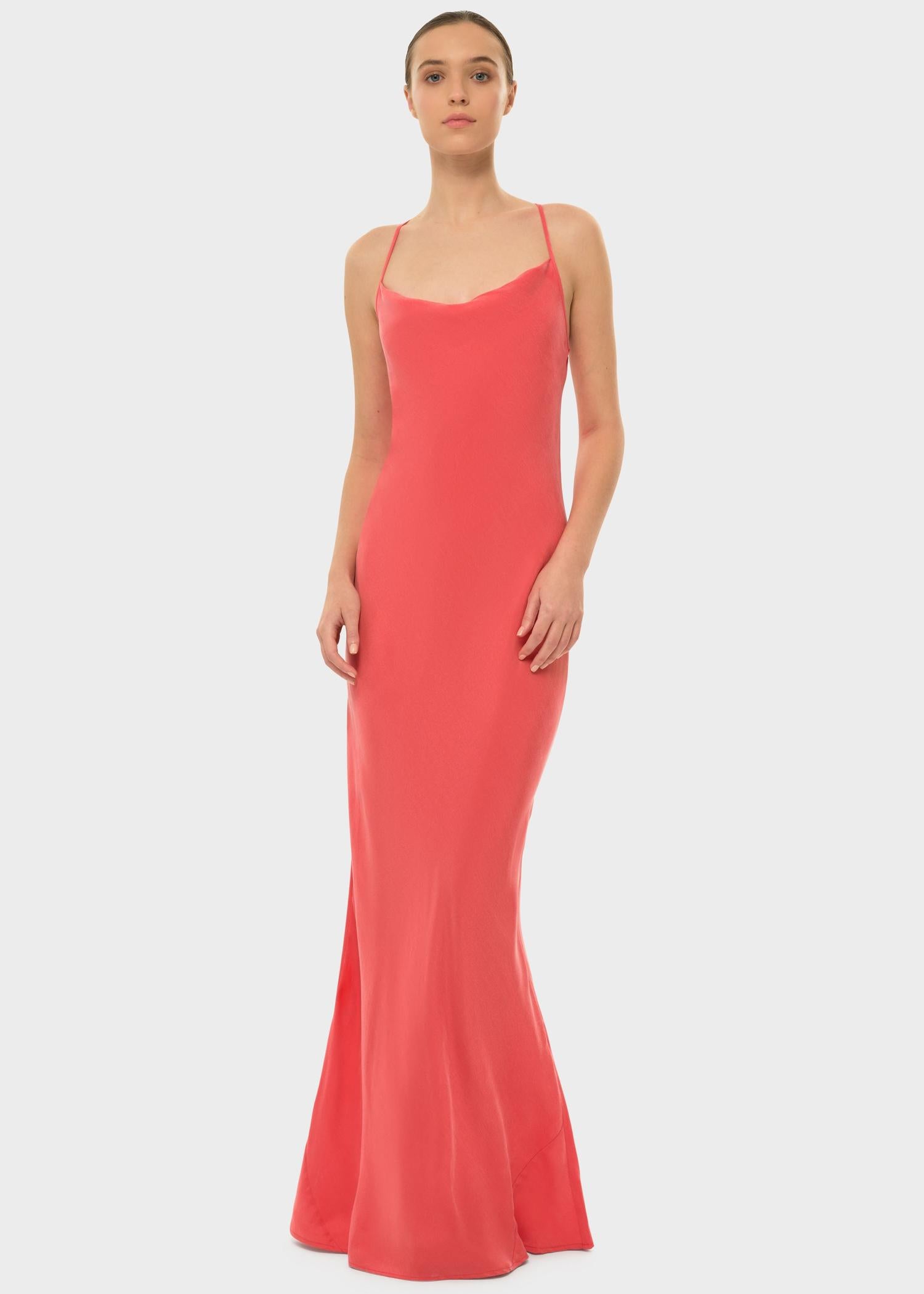 coral silk dress Coral AquaFlora Scarlet Slip Dress | Vegan Silk