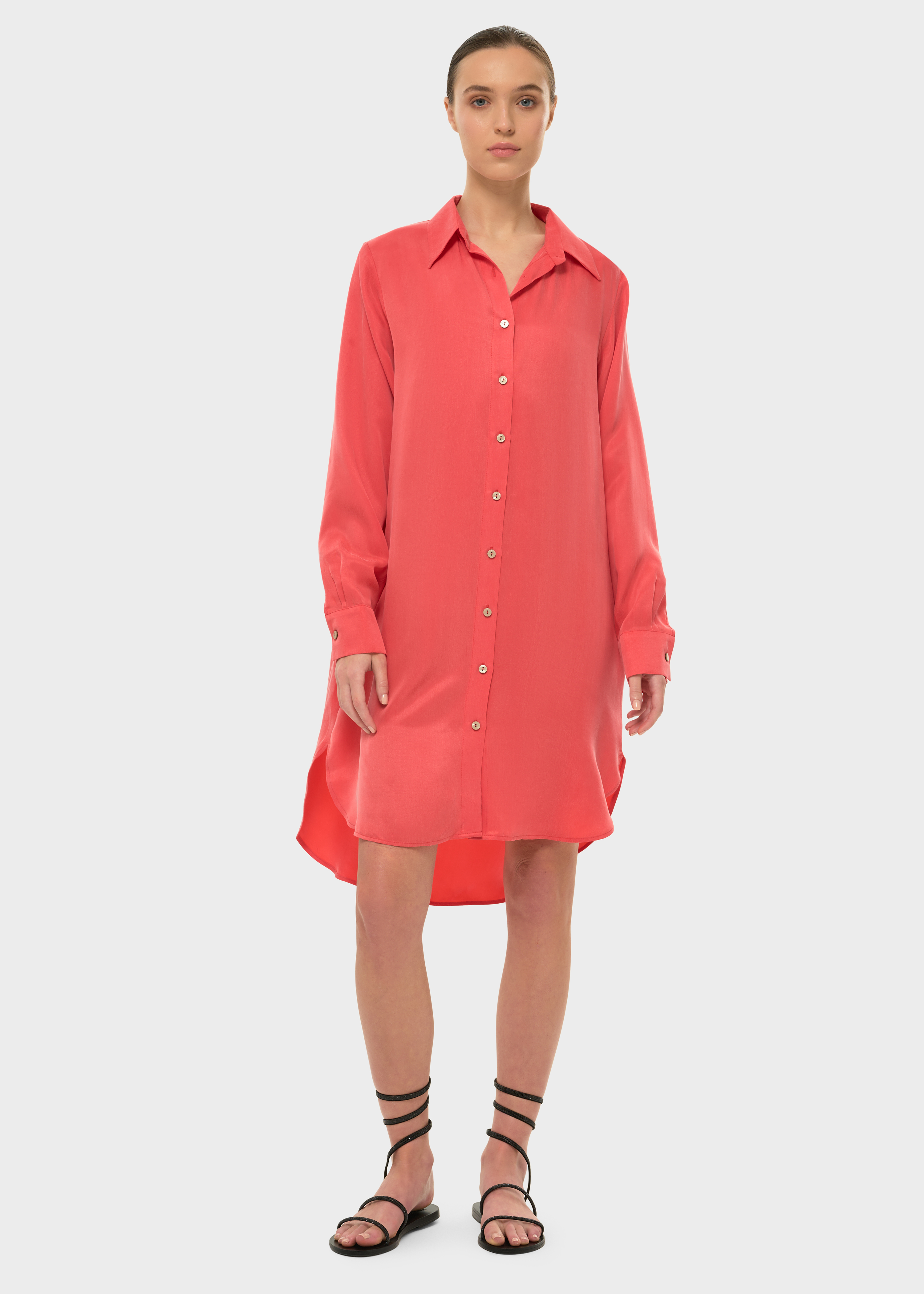 Coral AquaFlora Button Down Shirt Dress