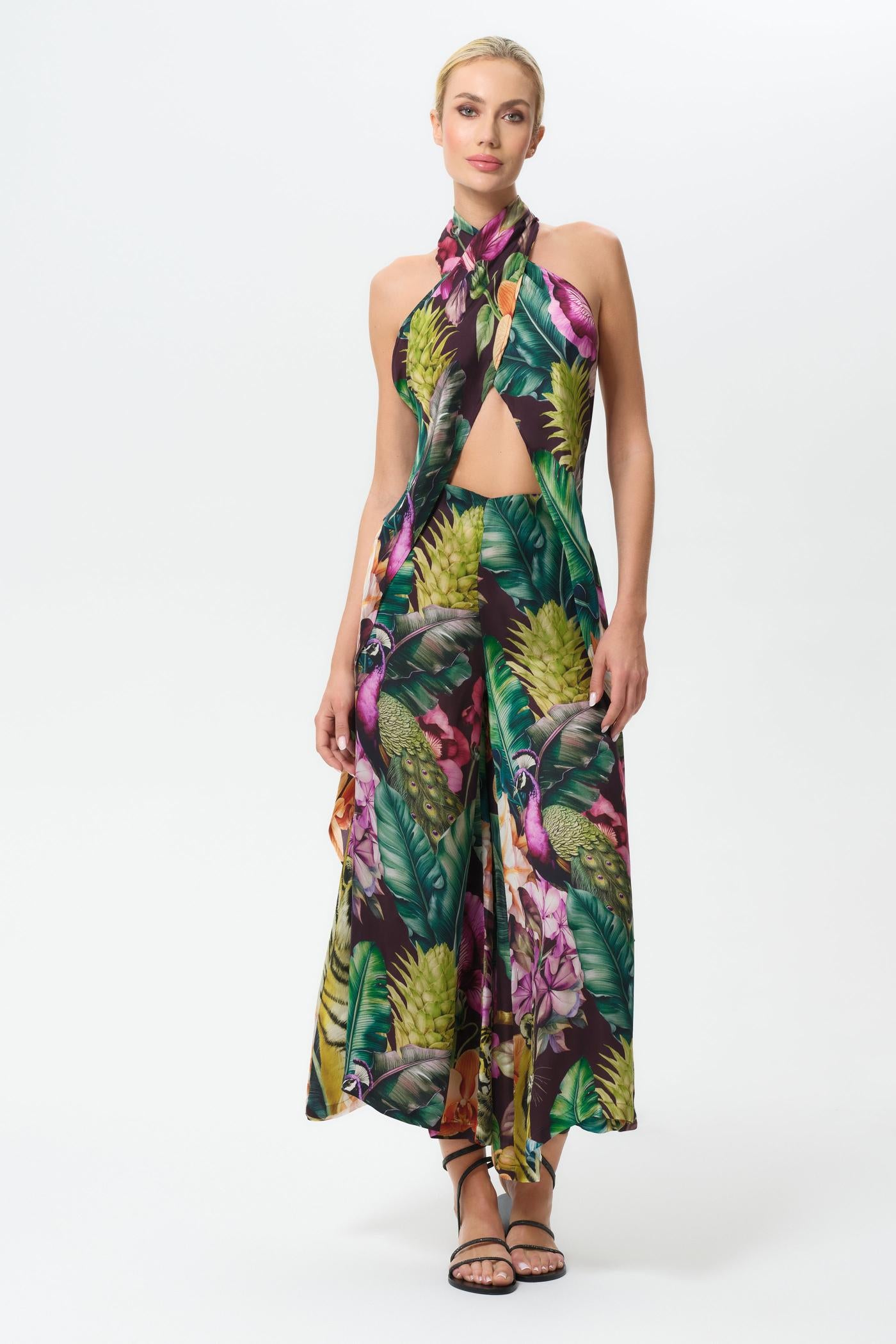 Farrah Calypso Liz Cross Halter Top-niLuu