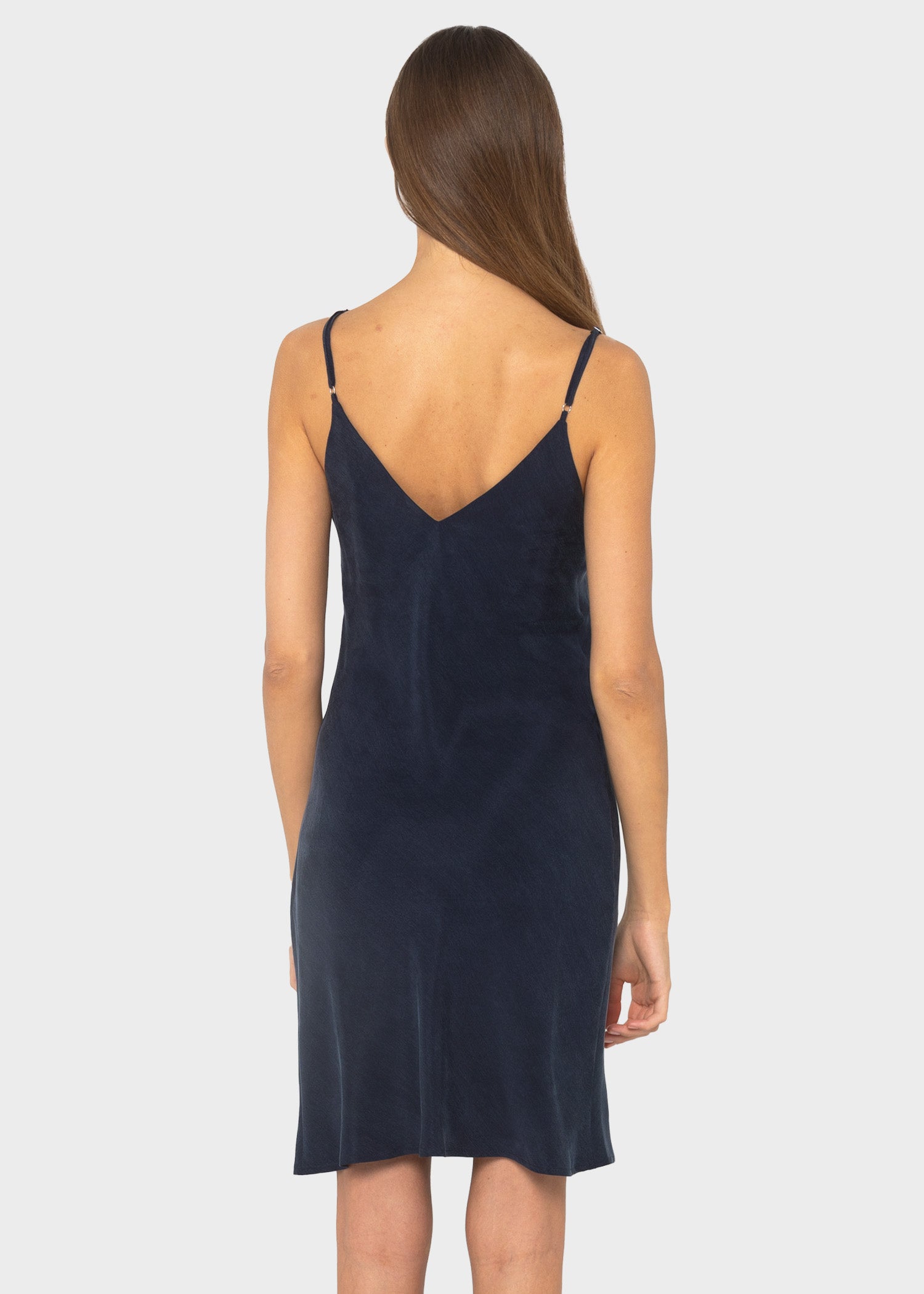 Midnight Blue Grace Mini Cami Dress | Vegan Silk | niLuu M Midnight Blue Grace Mini Cami Dress | Vegan Silk | niLuu M