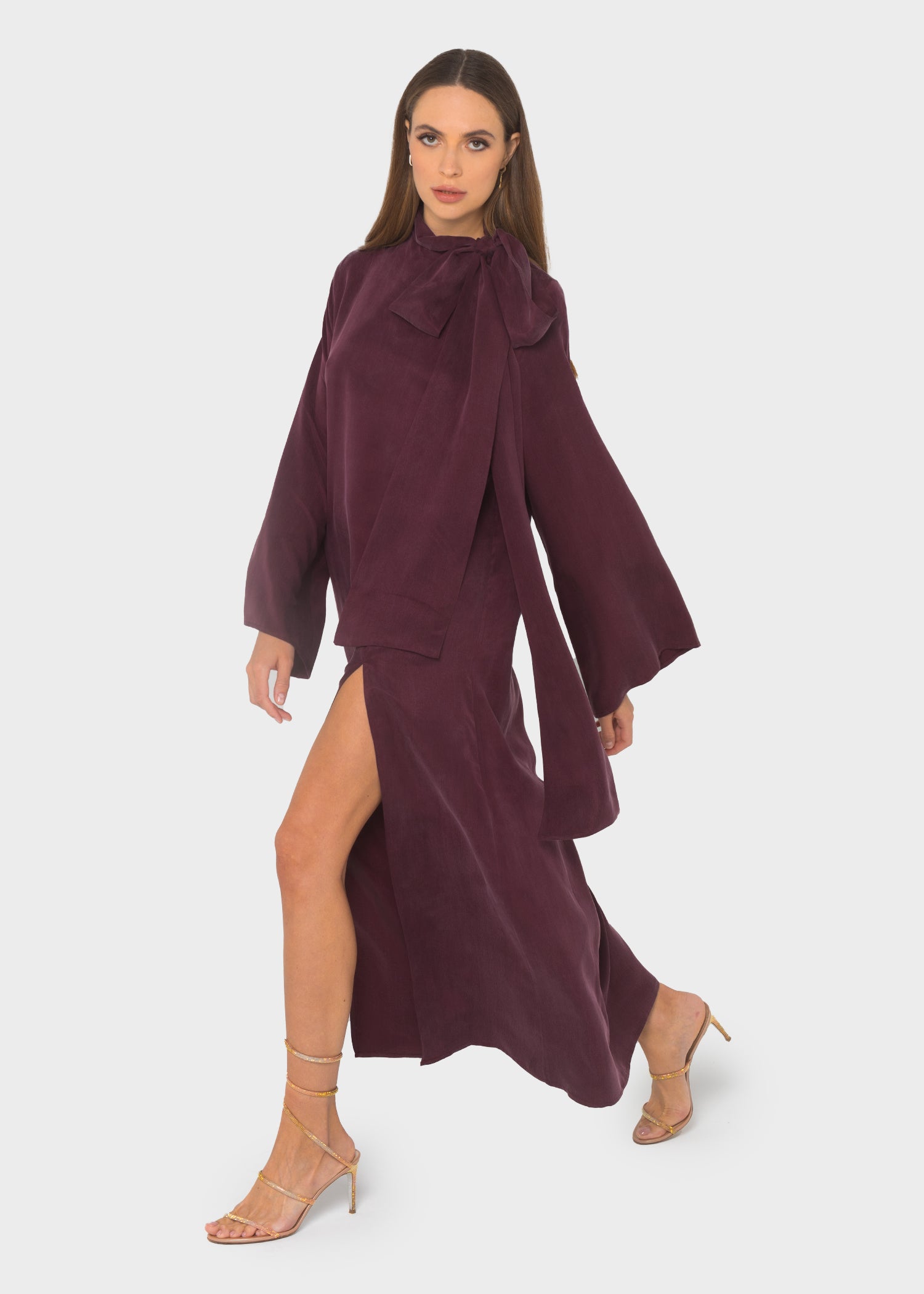 Grace Pussy-Bow Maxi Dress | Vegan Silkwear – niLuu