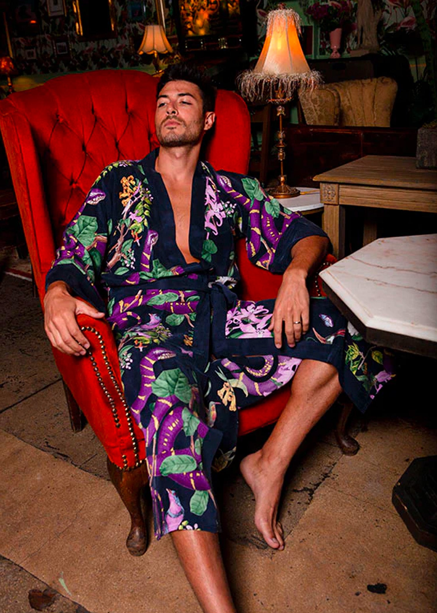 Mens long hot sale kimono robe