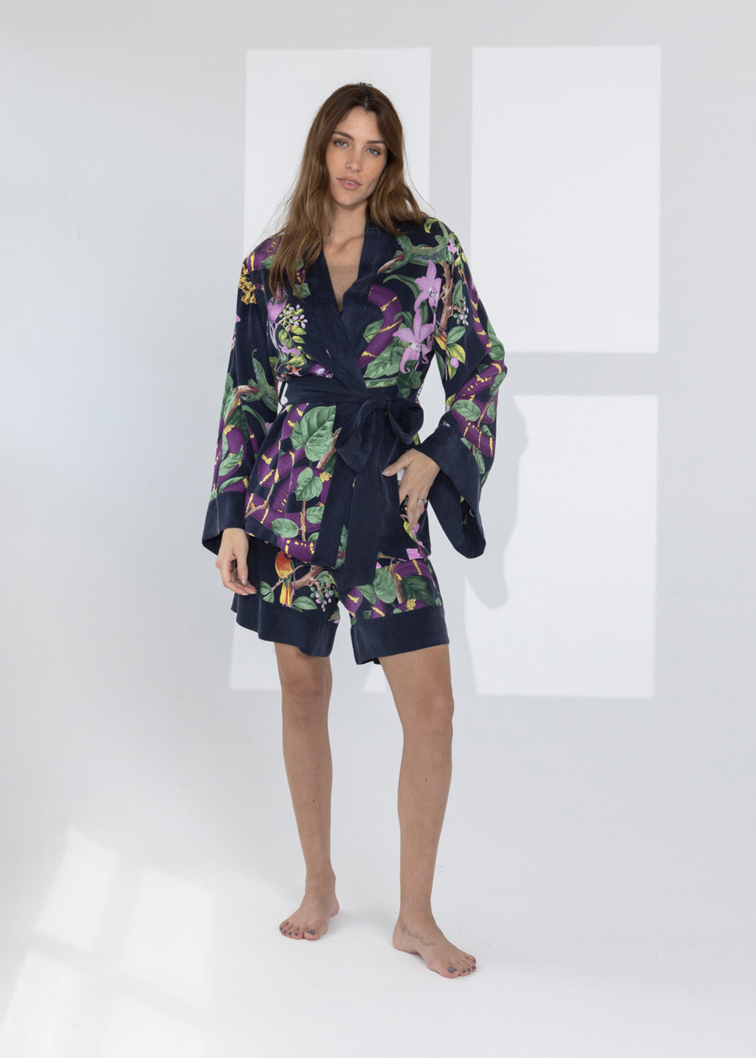 Jagger Alyx Wrap Top: Vegan silk wrap top with fluid drape and elegant silhouette.