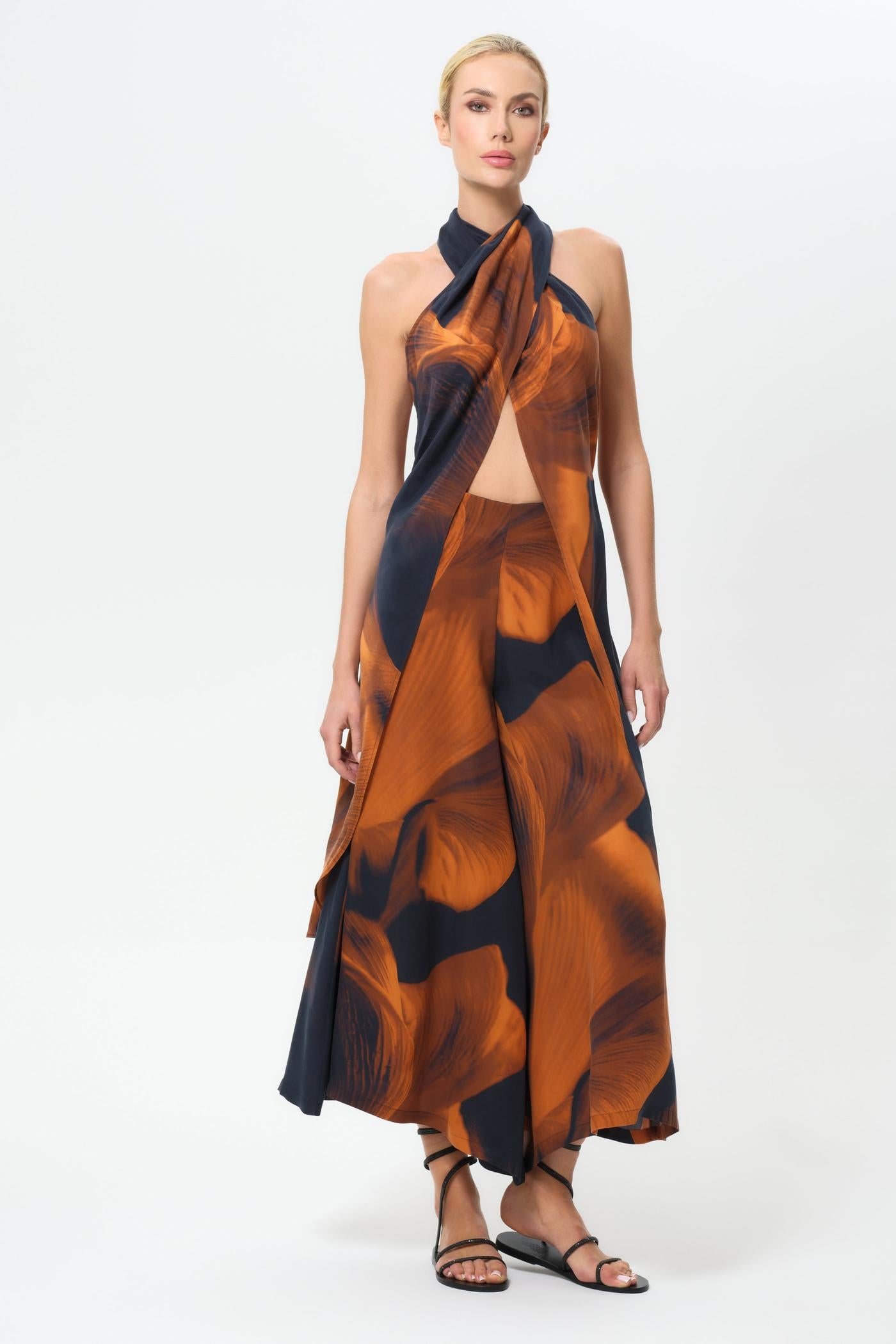 Loren Calypso Liz Cross Halter Top-niLuu