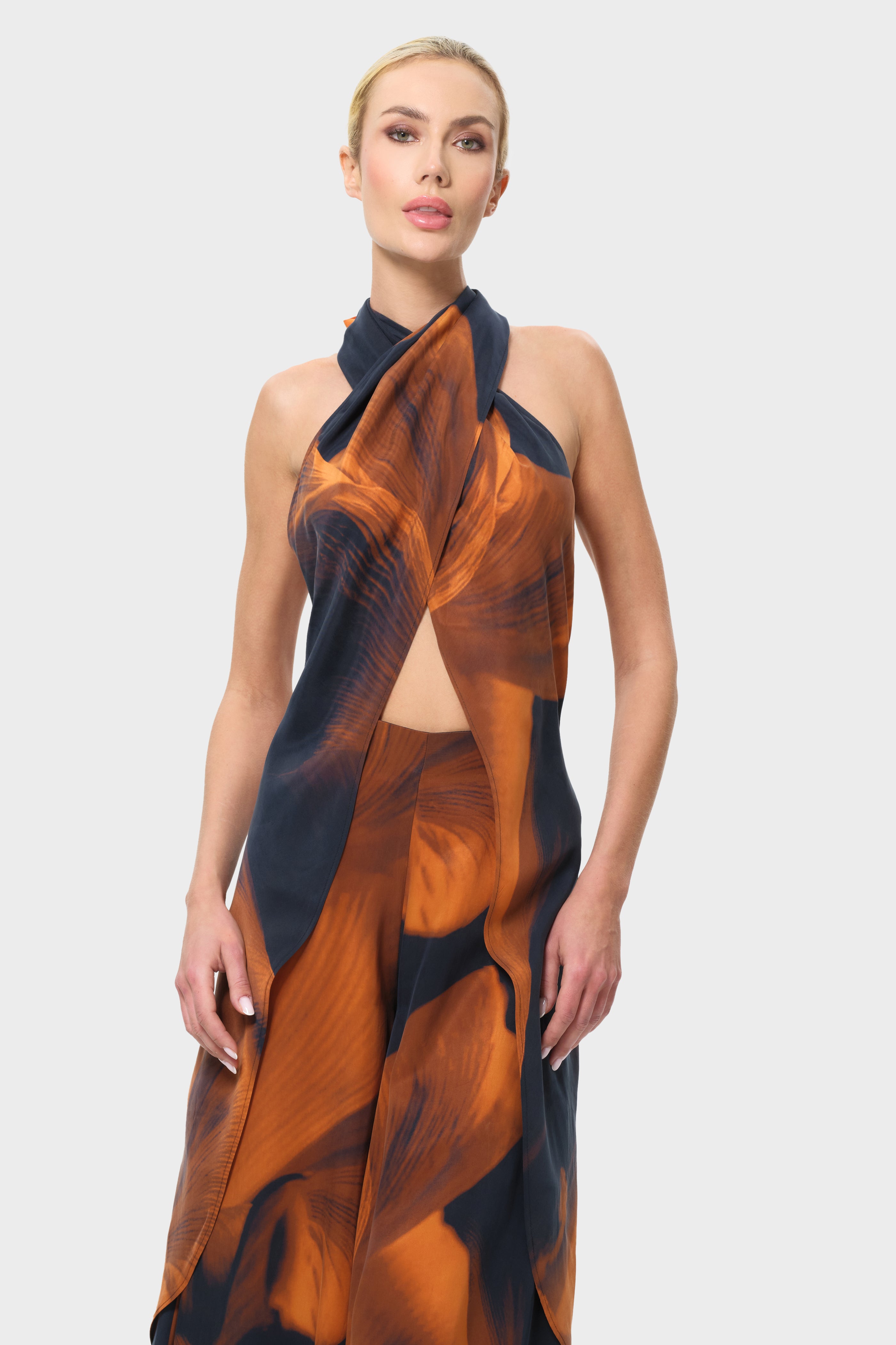 Loren Liz Cross Halter Top | Vegan Silk | Calypso by niLuu