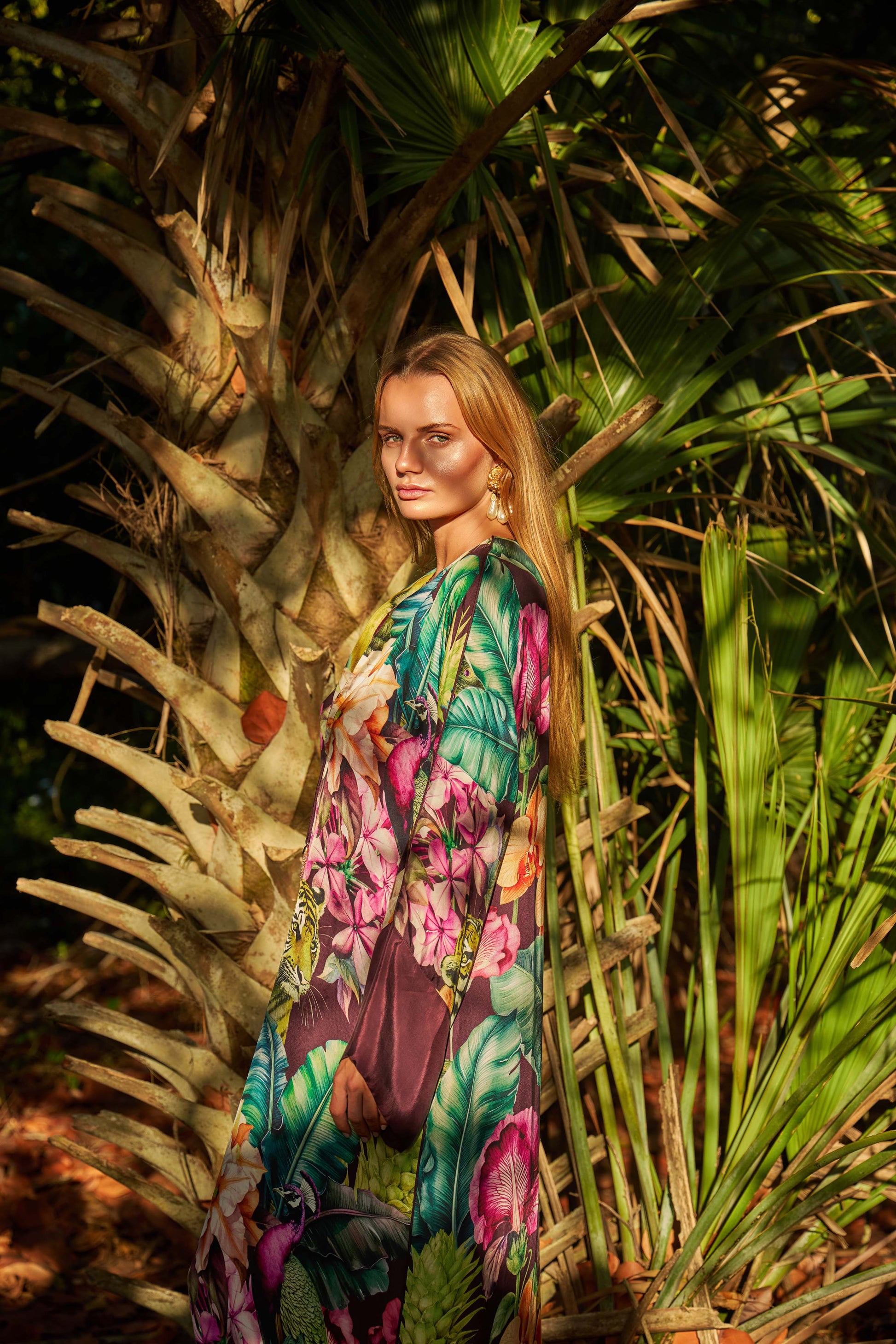 silk maxi kaftan dress Black & White Pure Silk Kaftan Dress