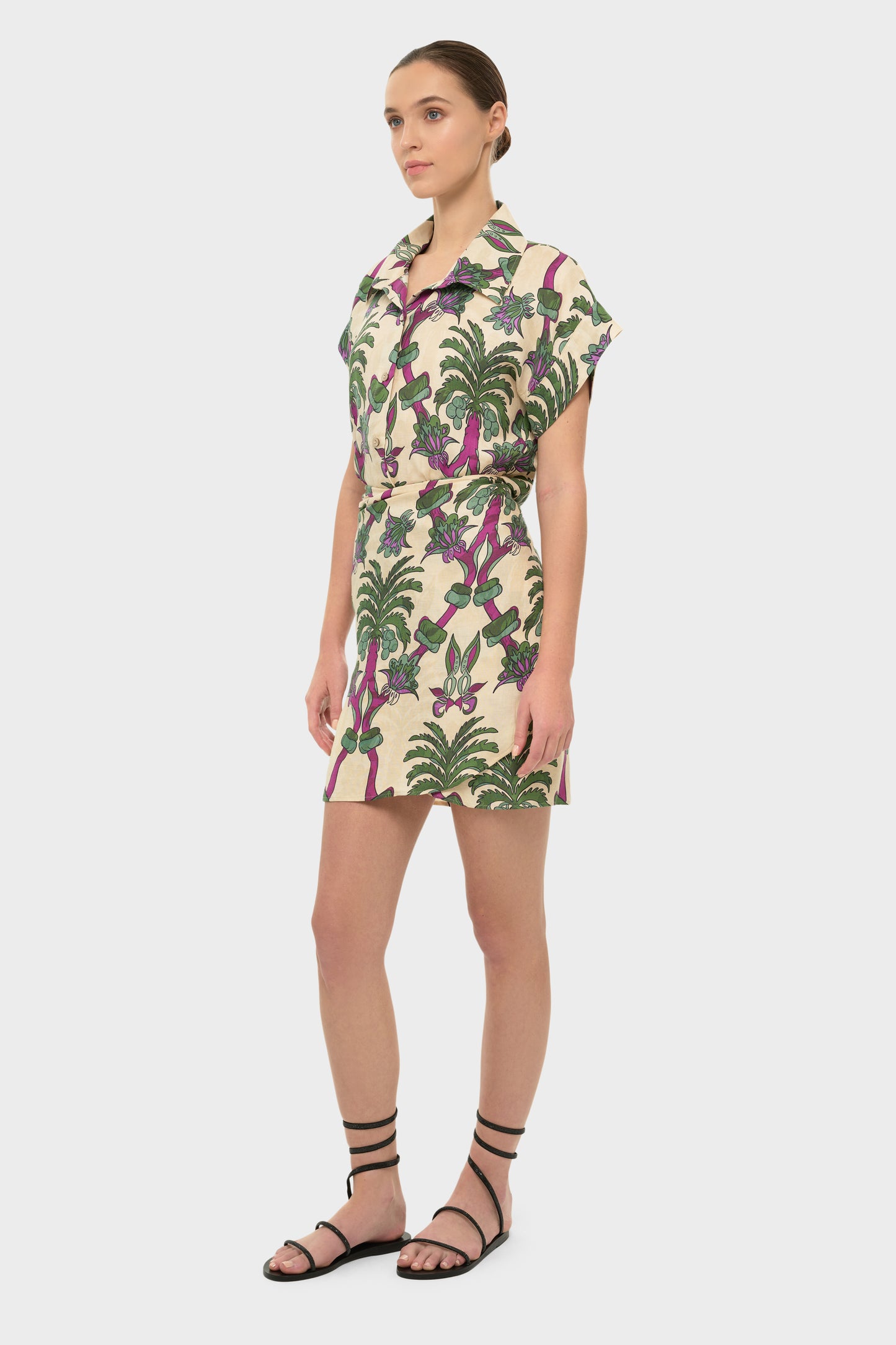 Palmera AquaFlora Mini Shirt Wrap Dress-niLuu