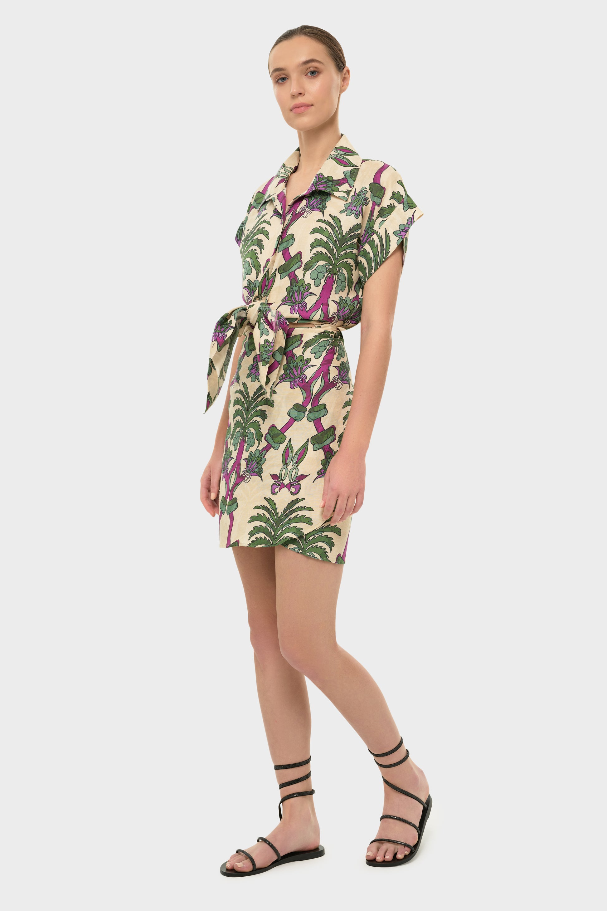 Palmera AquaFlora Mini Shirt Wrap Dress-niLuu