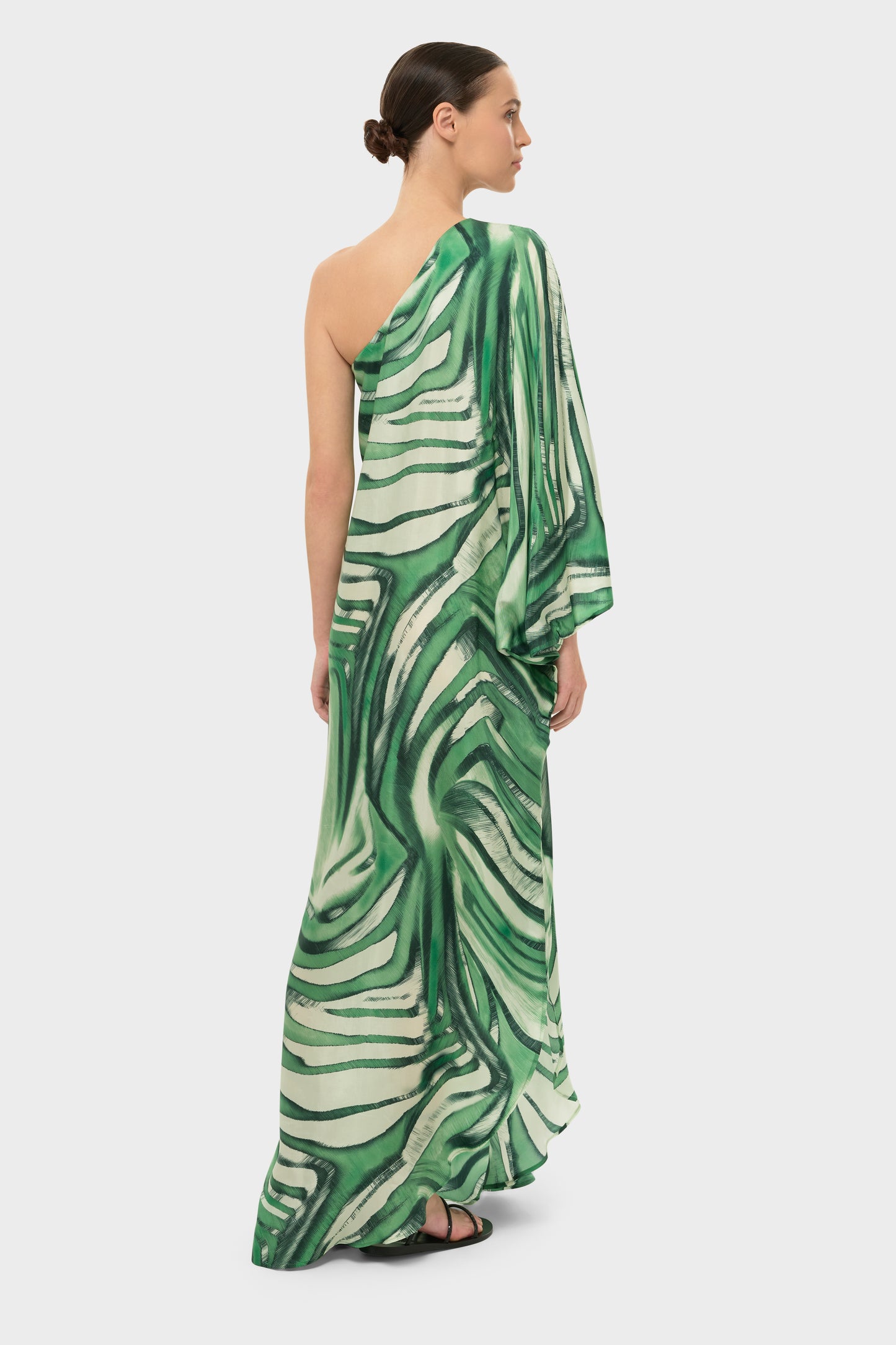 Rocco AquaFlora One Shoulder Maxi Dress-niLuu