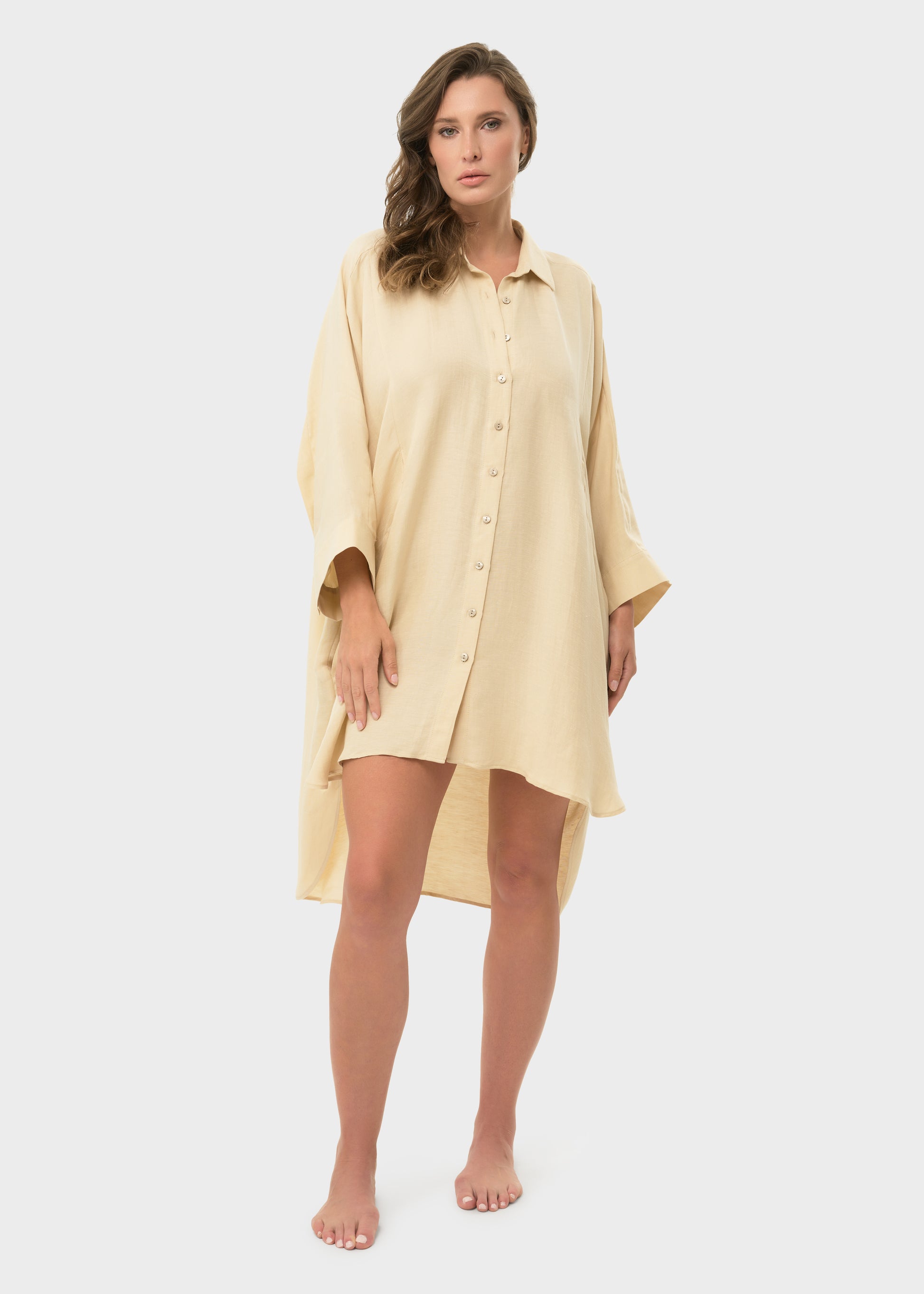 Creme Mystique Button Down Dress-niLuu