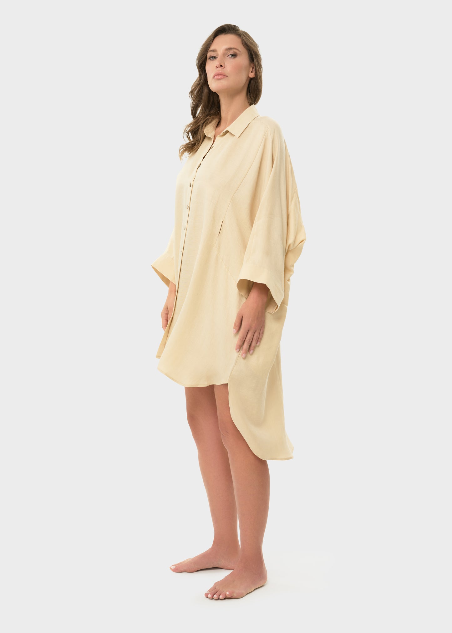 Creme Mystique Button Down Dress-niLuu