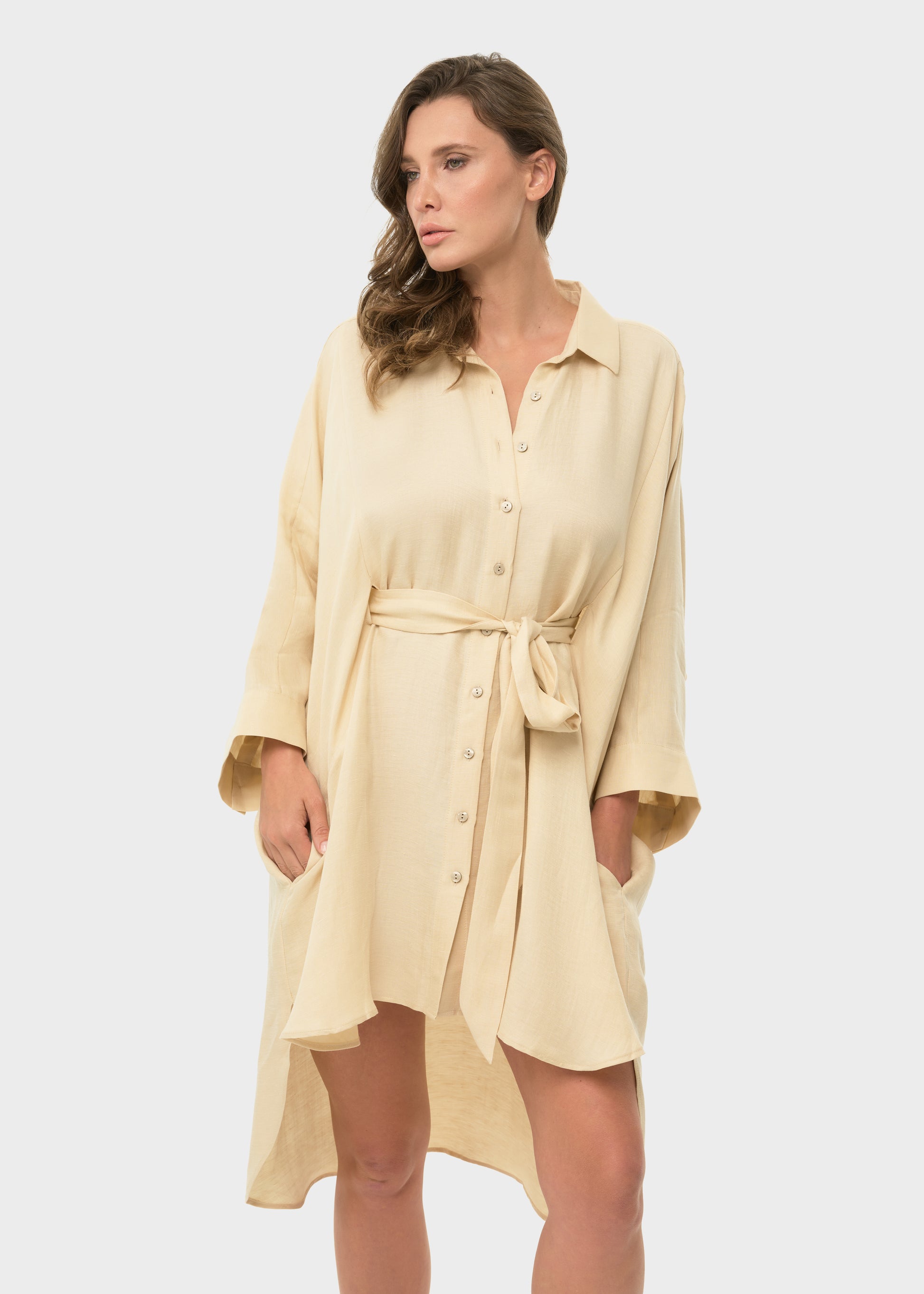 Creme Mystique Button Down Dress-niLuu