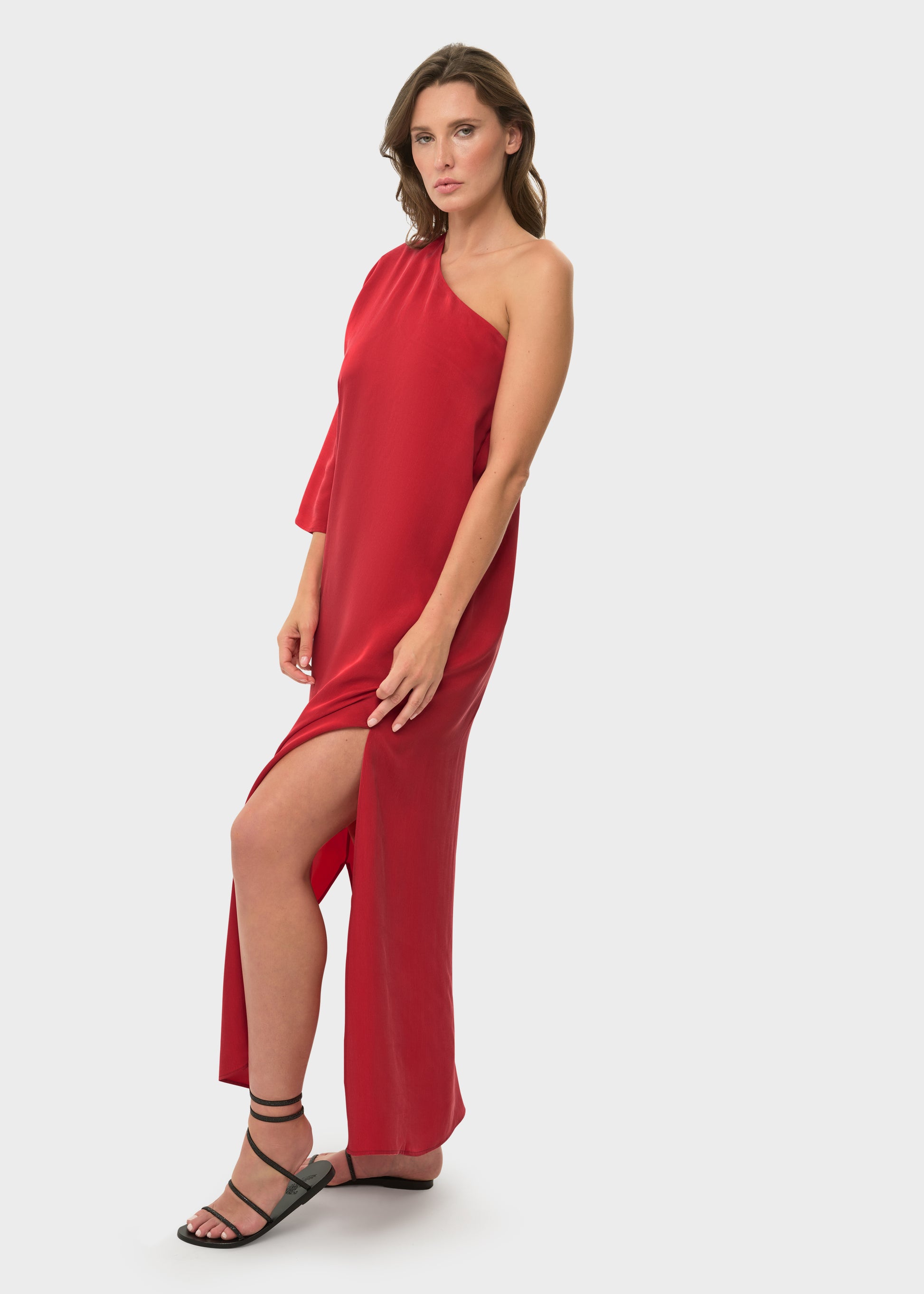 Rouge Mystique One Shoulder Maxi Dress-niLuu