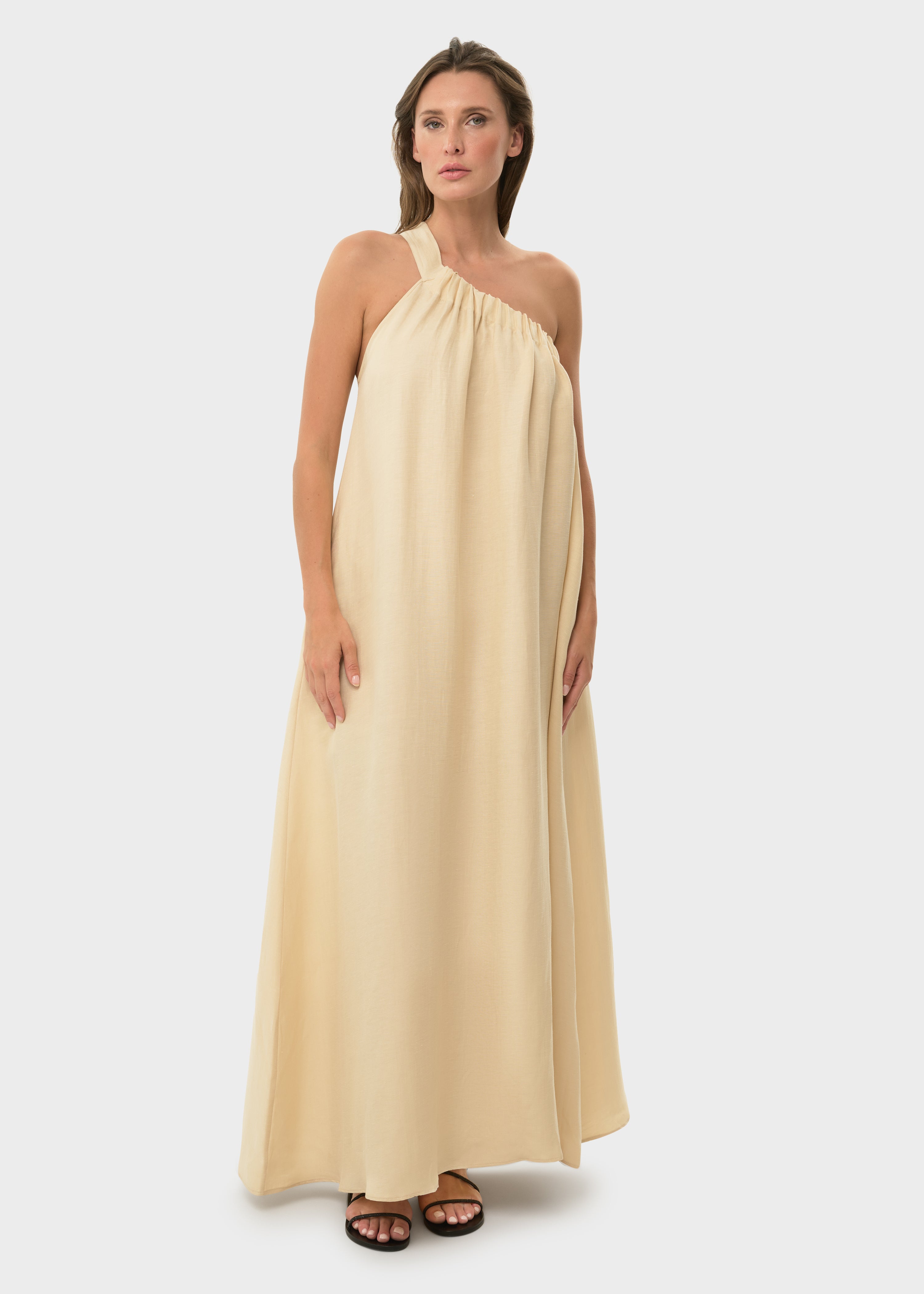 Creme Mystique Ella One Shoulder Dress-niLuu