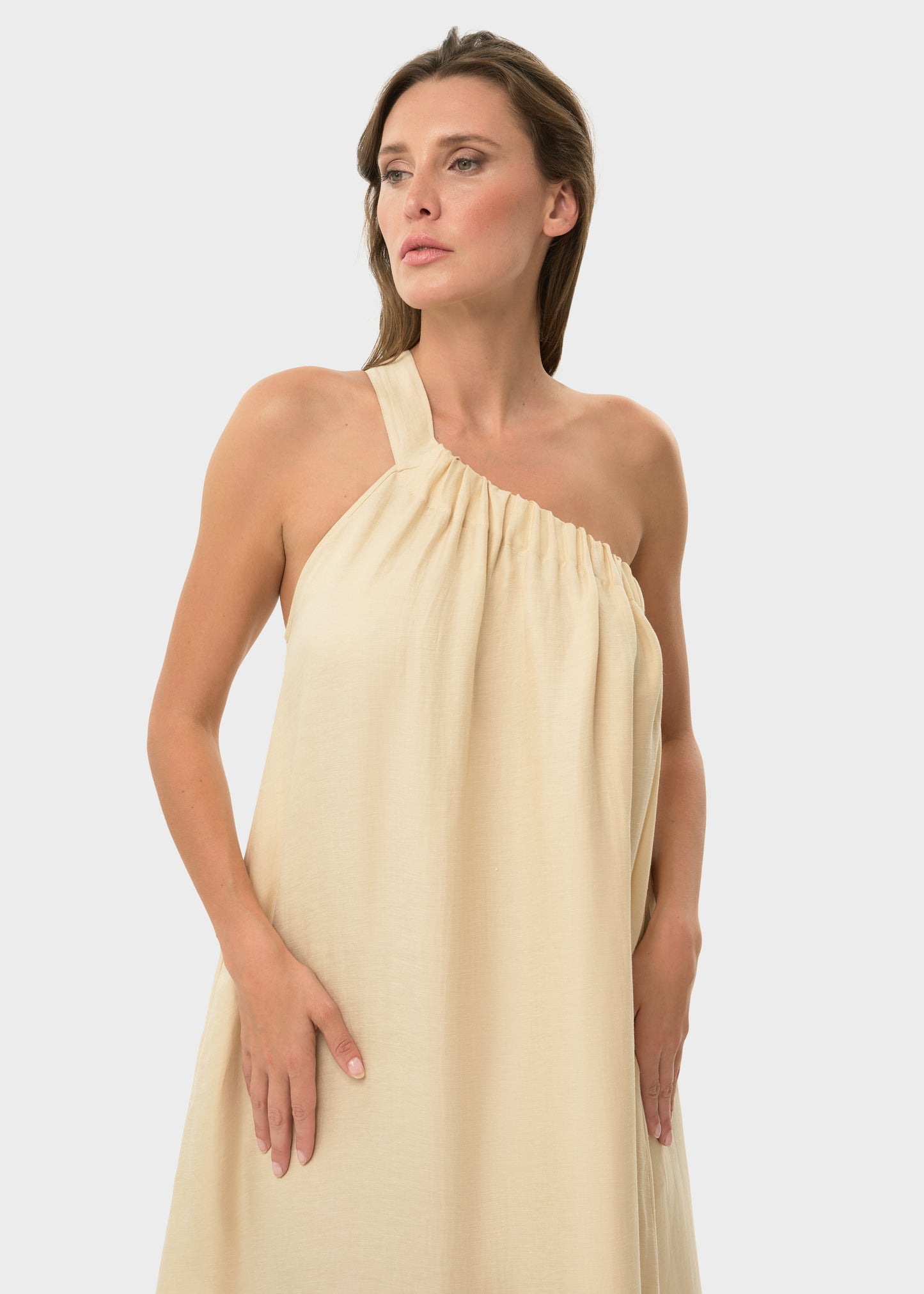 Creme Mystique Ella One Shoulder Dress-niLuu