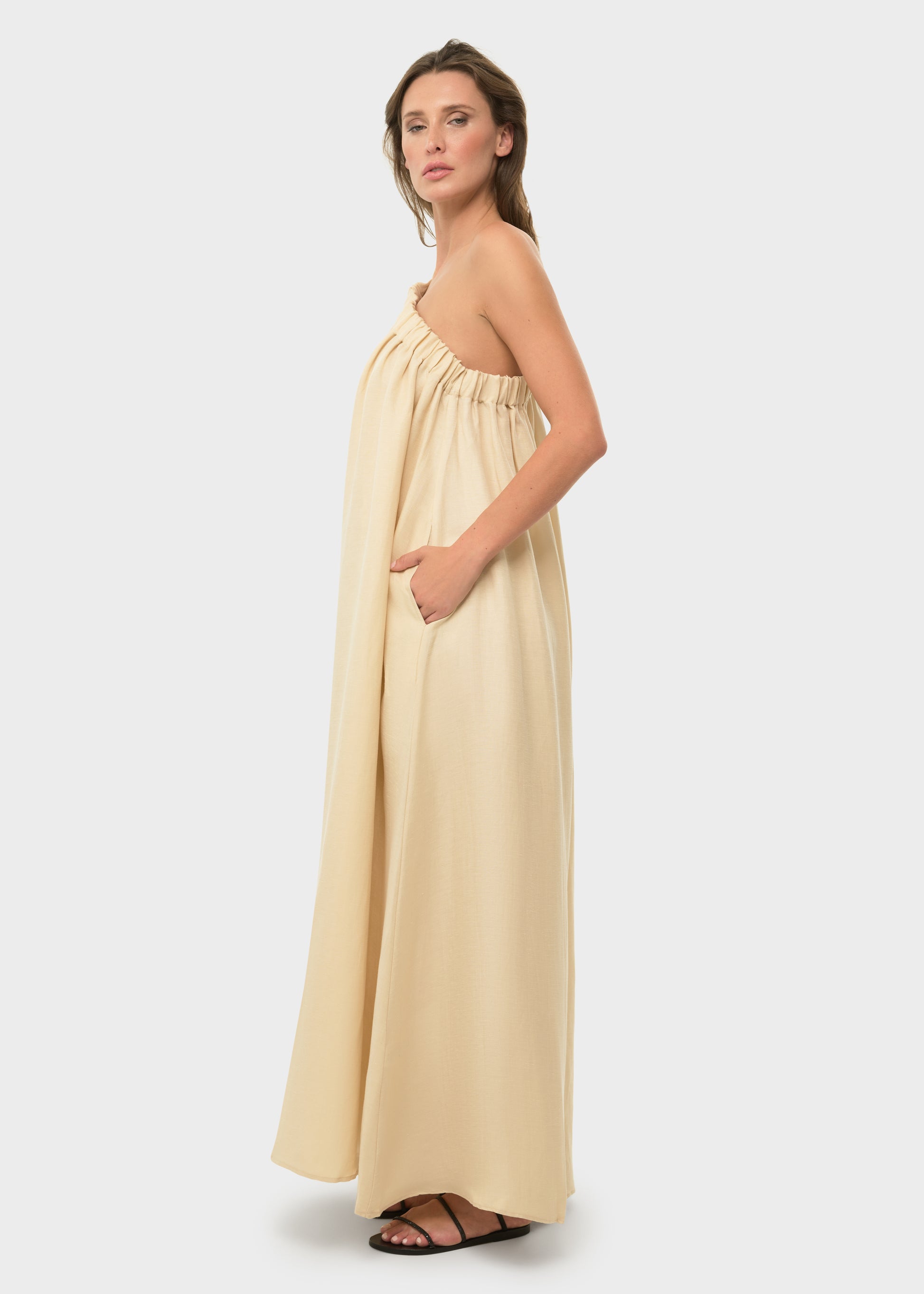 Creme Mystique Ella One Shoulder Dress-niLuu