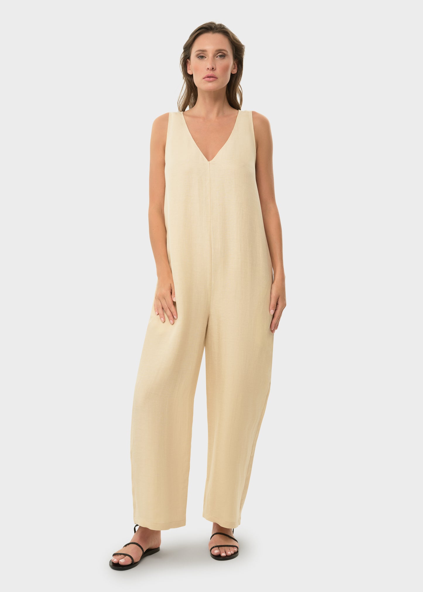 Creme Mystique Low V Jumpsuit-niLuu