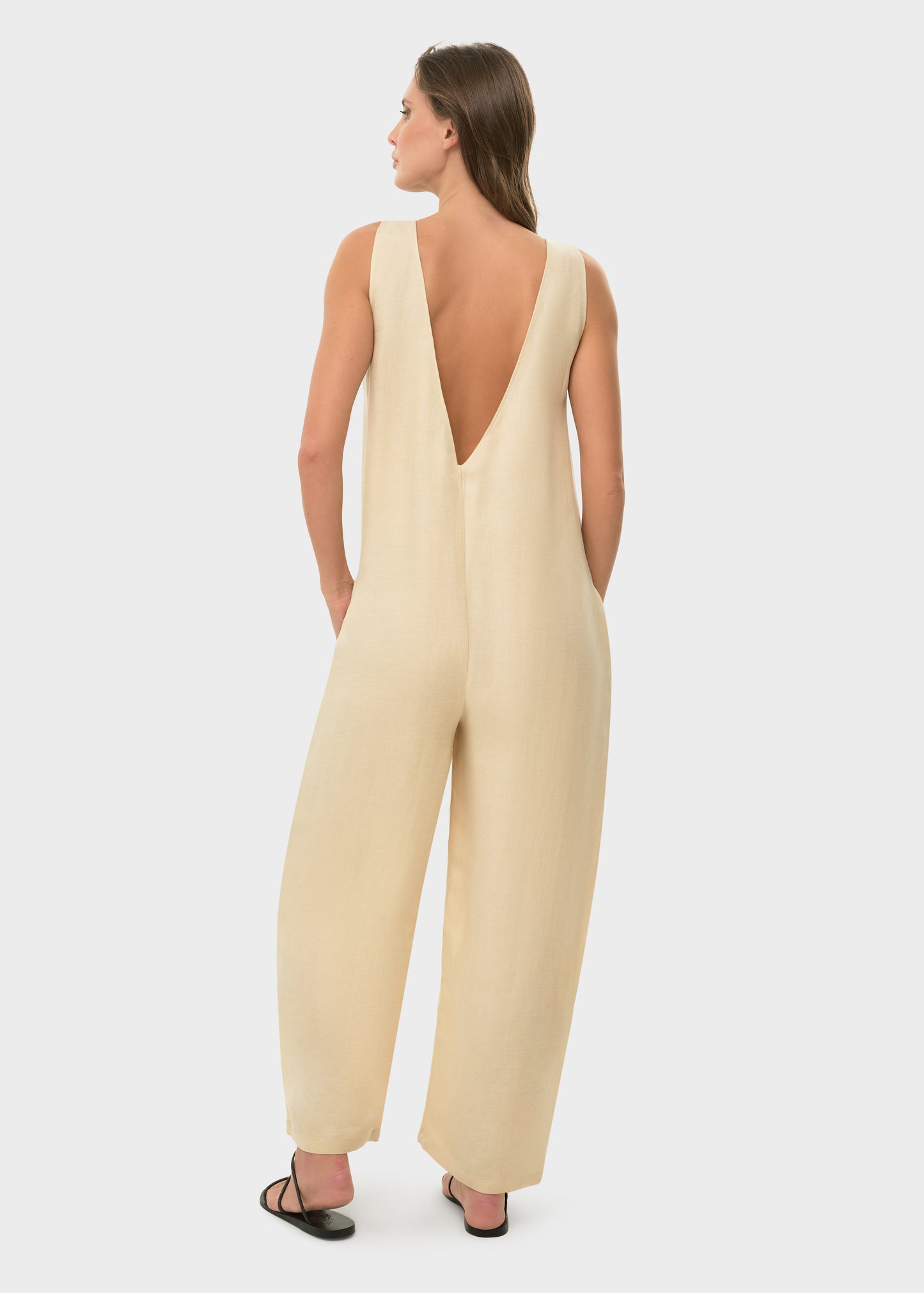 Creme Mystique Low V Jumpsuit-niLuu