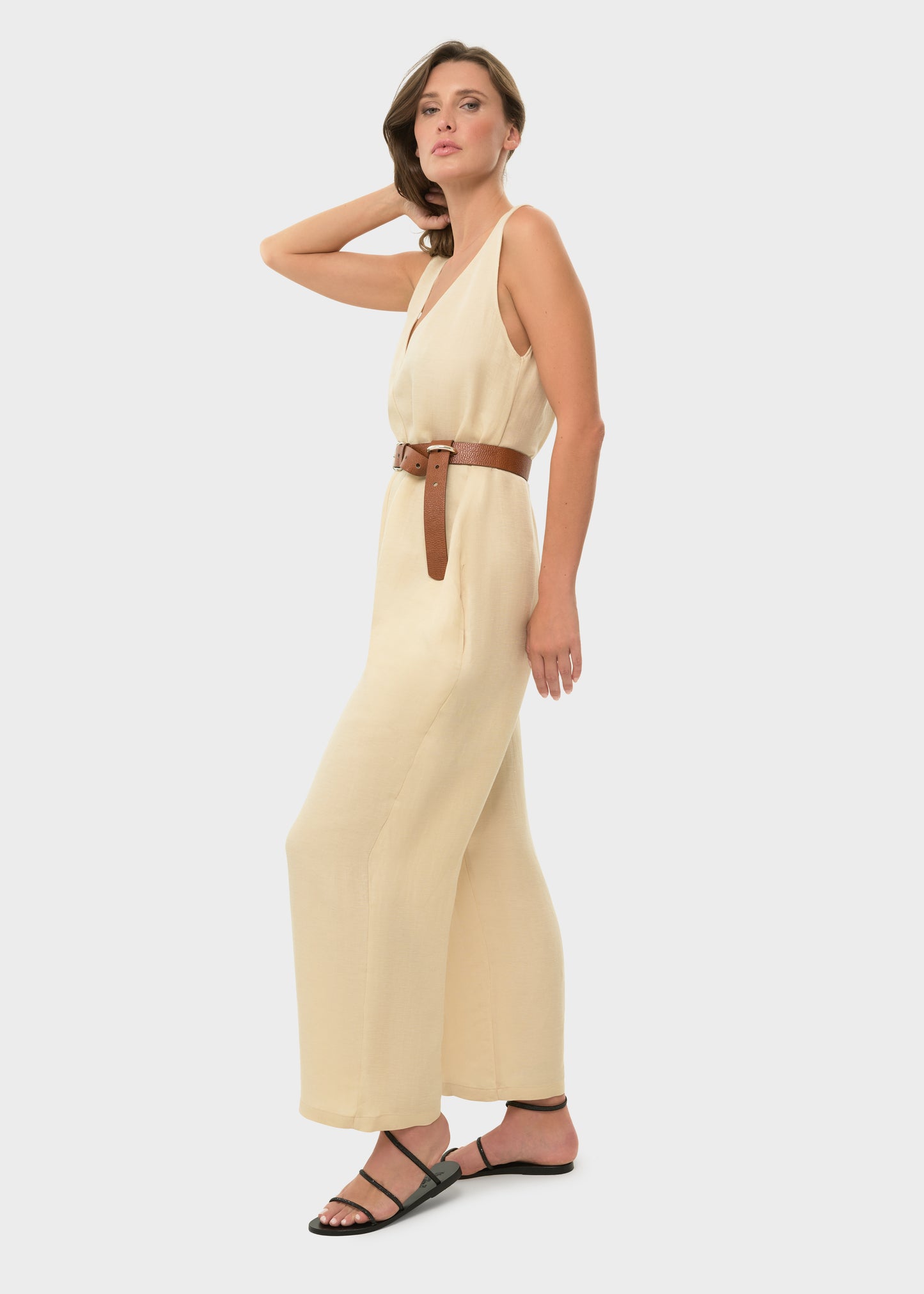 Creme Mystique Low V Jumpsuit-niLuu