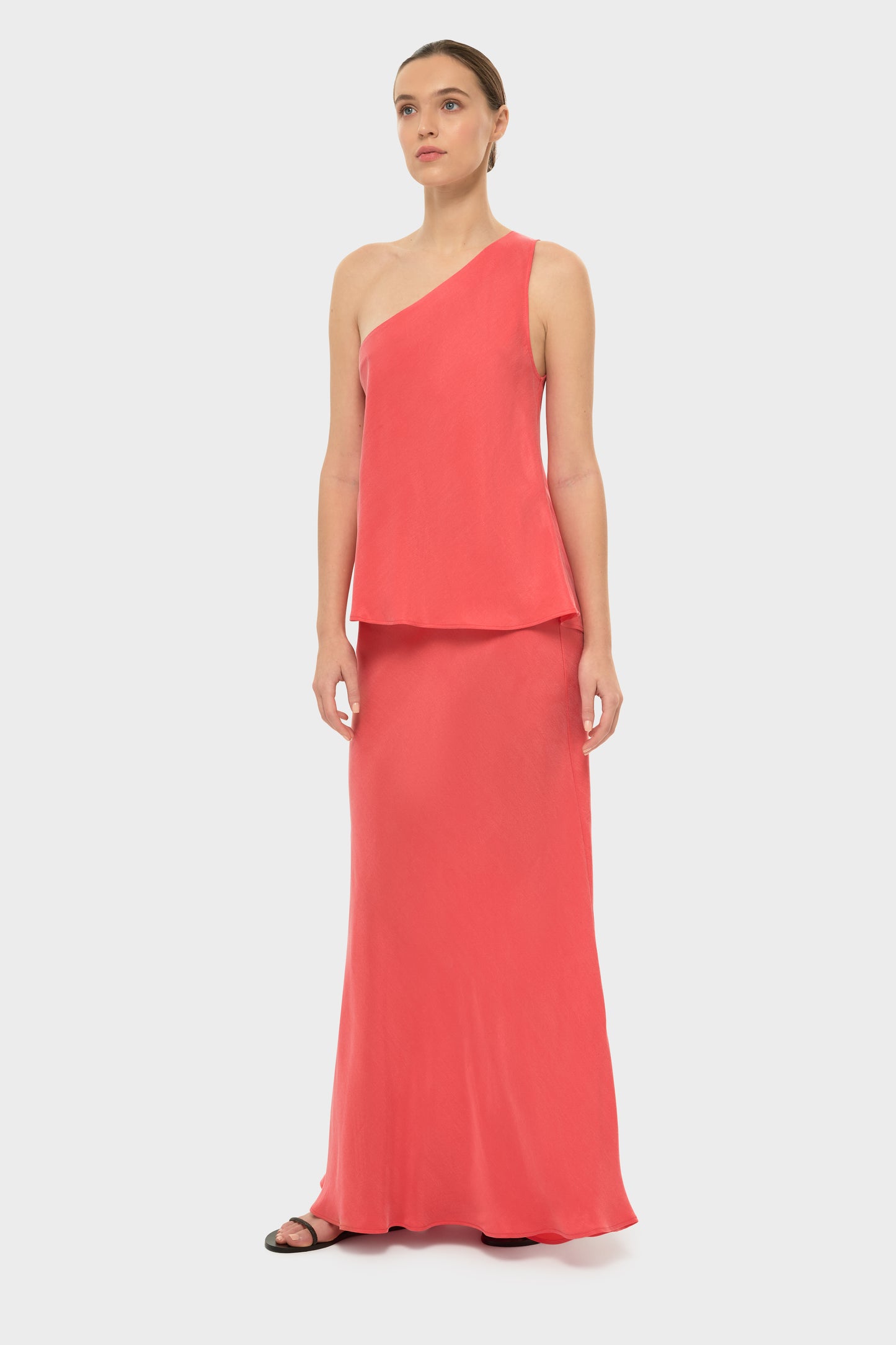 Coral AquaFlora Iris One Shoulder Top-niLuu