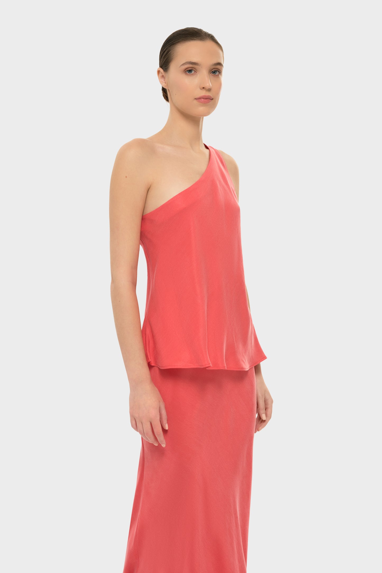 Coral AquaFlora Iris One Shoulder Top-niLuu