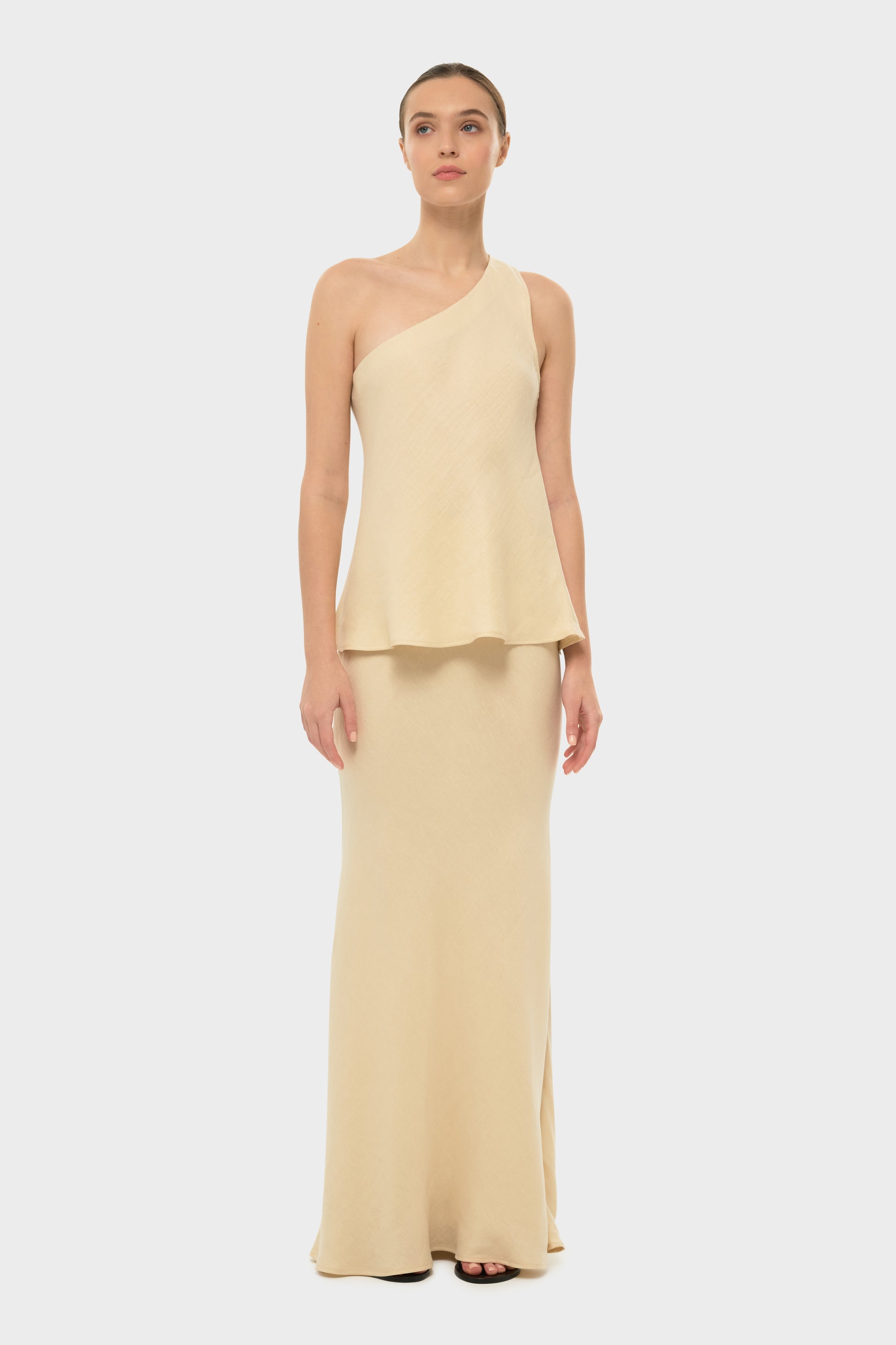 Creme AquaFlora Iris One Shoulder Top-niLuu