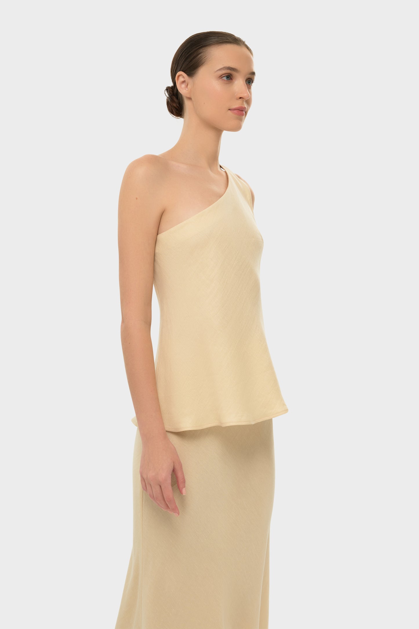 Creme AquaFlora Iris One Shoulder Top-niLuu