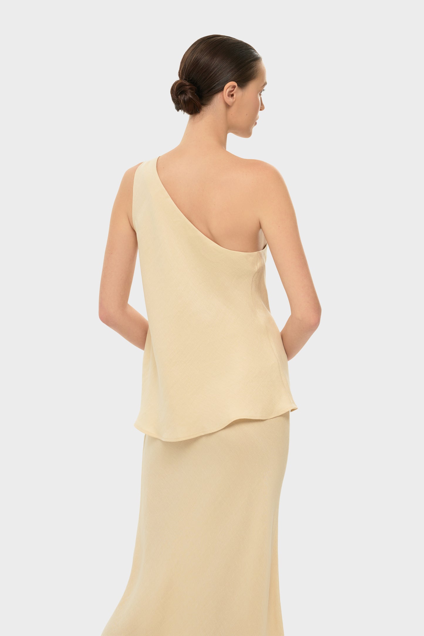 Creme AquaFlora Iris One Shoulder Top-niLuu