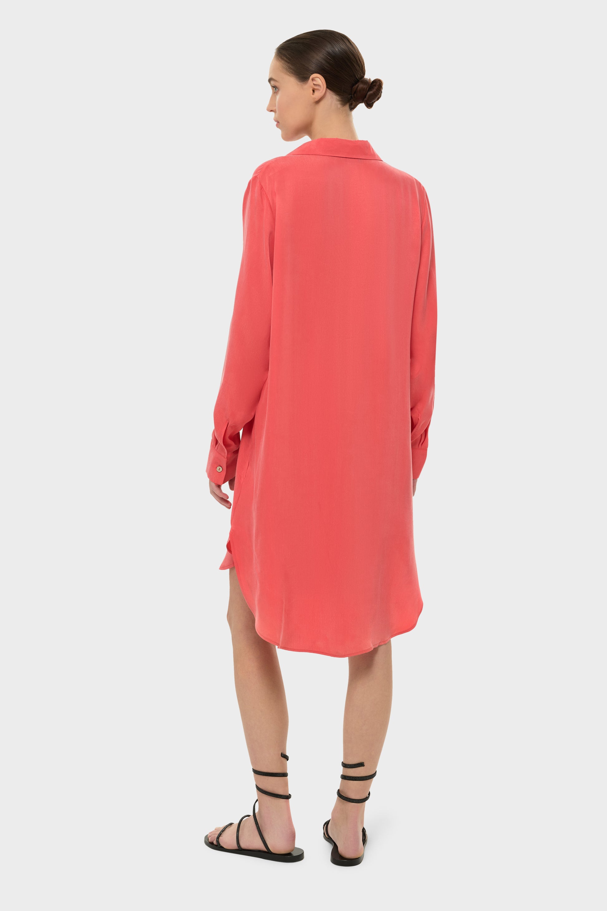 Coral AquaFlora Button Down Shirt Dress-niLuu