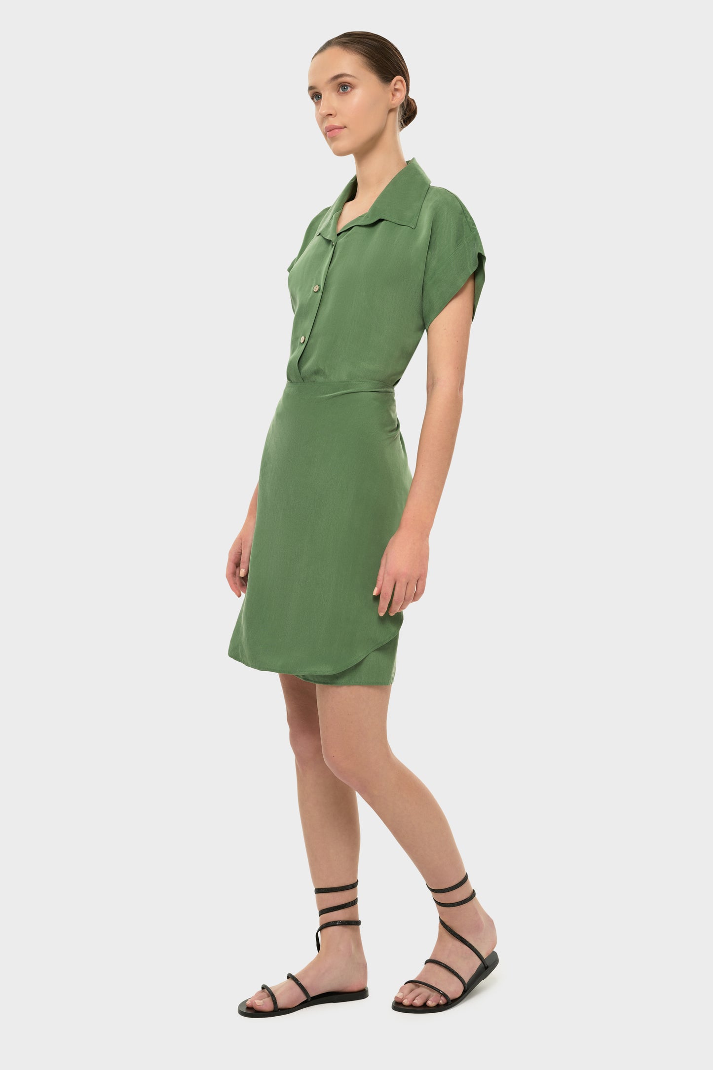 Moss AquaFlora Mini Shirt Wrap Dress-niLuu