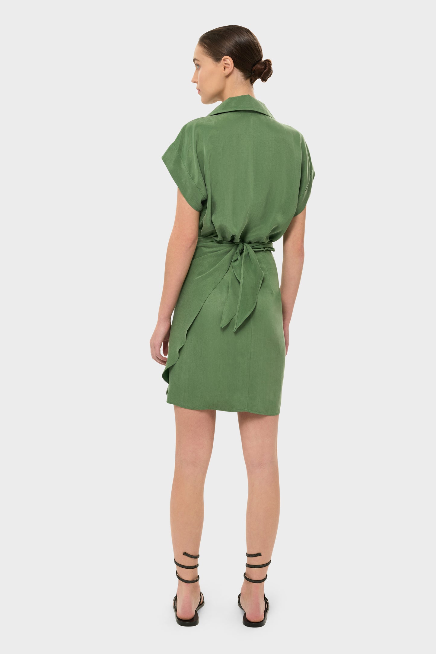 Moss AquaFlora Mini Shirt Wrap Dress-niLuu