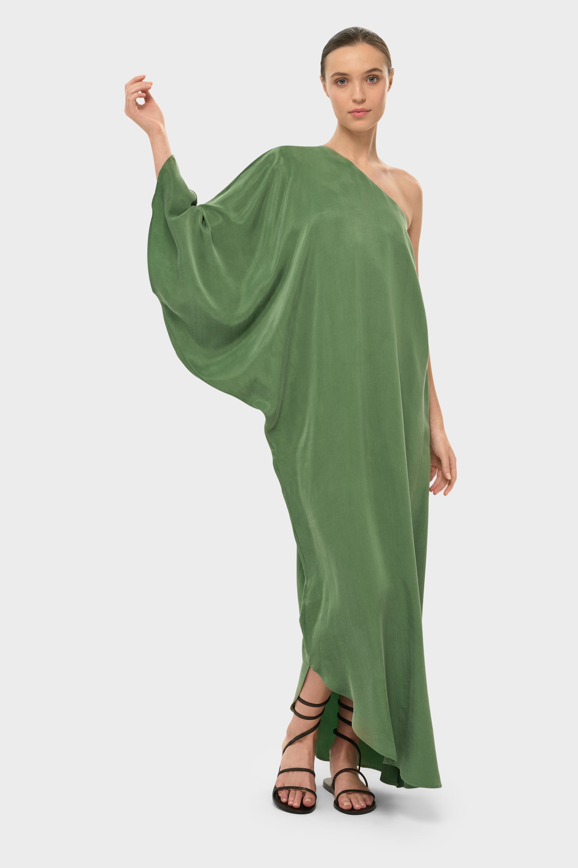 Moss AquaFlora One Shoulder Maxi Dress-niLuu