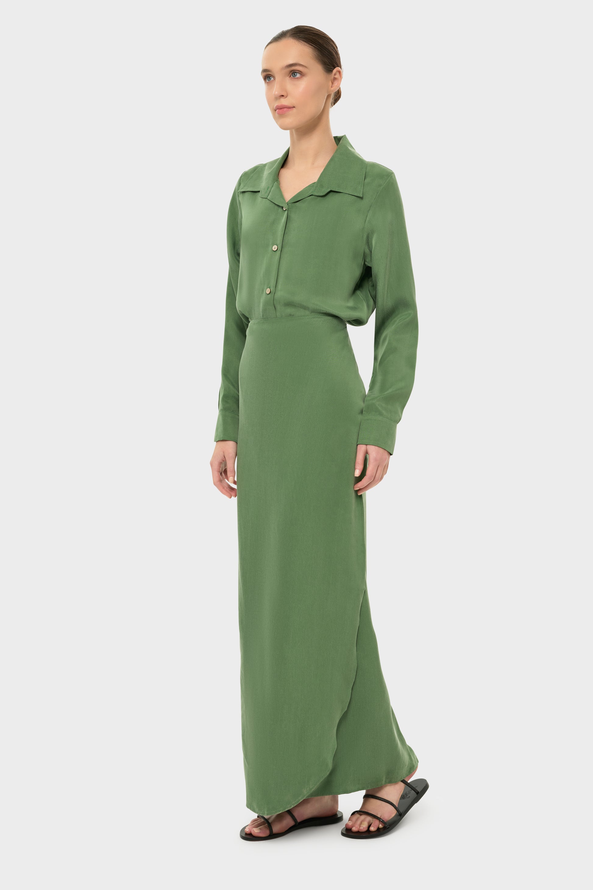 Moss AquaFlora Shirt Wrap Dress-niLuu