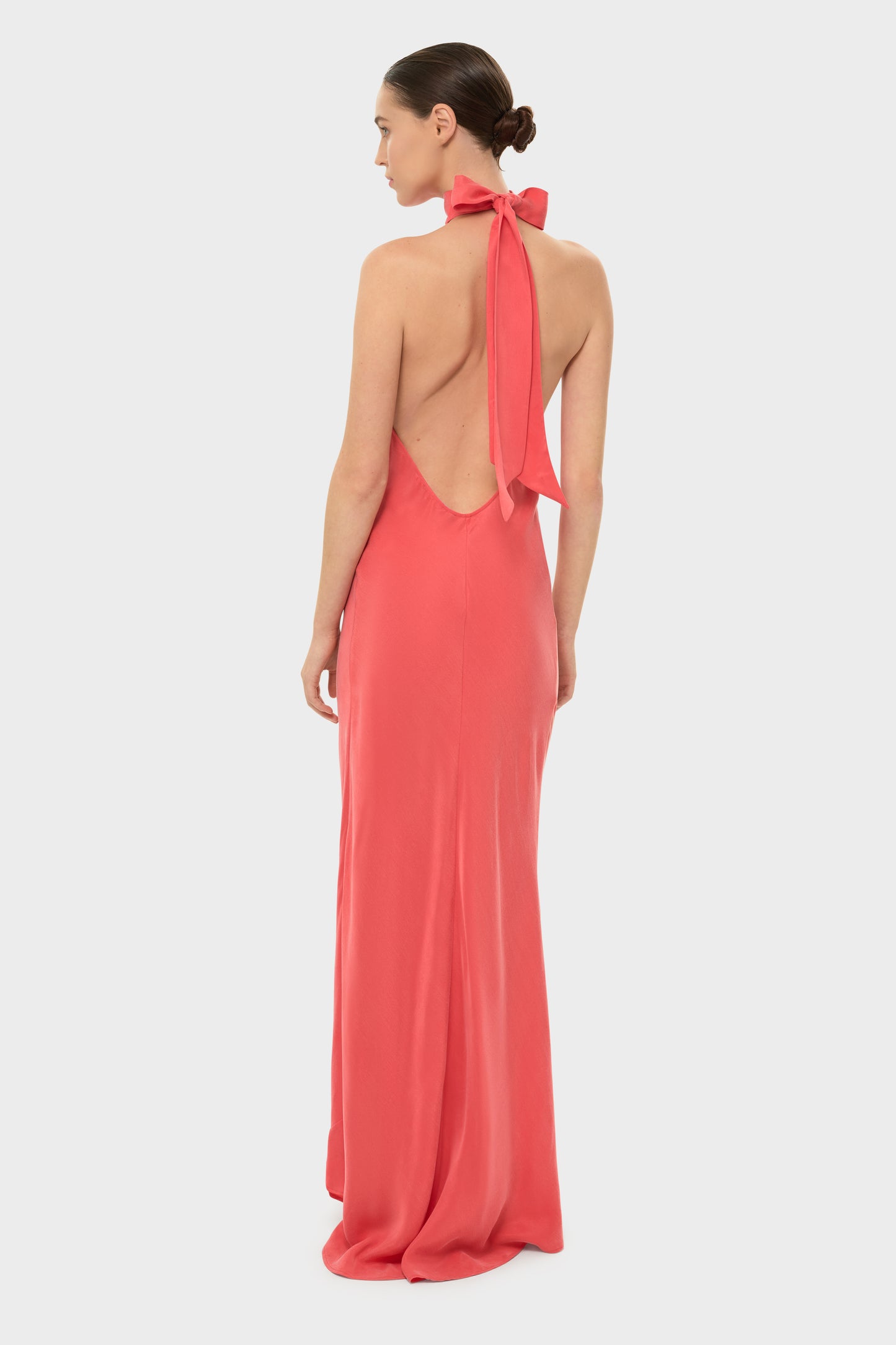 Coral AquaFlora Halter Neck Slip Dress-niLuu