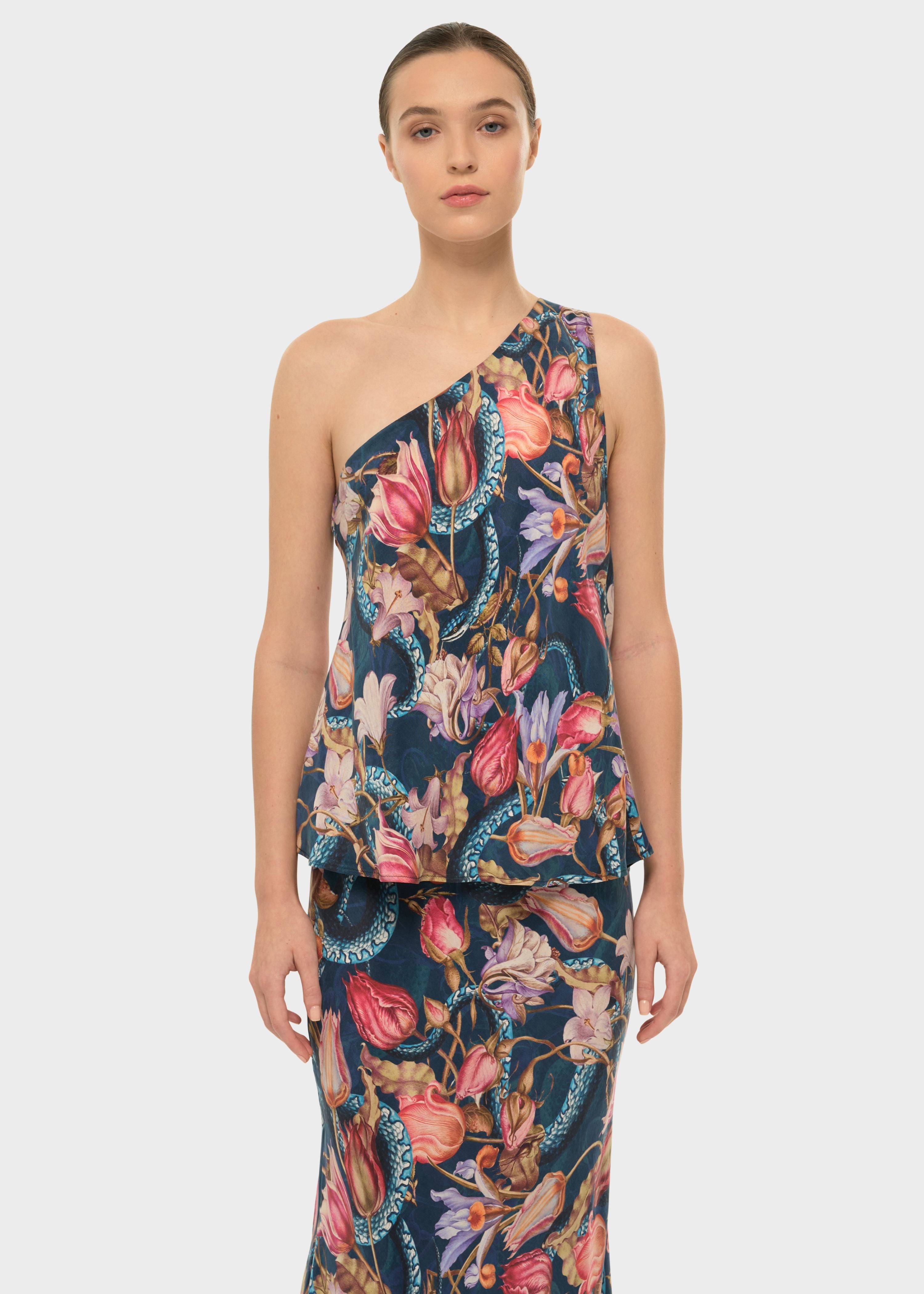 Jackson AquaFlora Iris One Shoulder Top