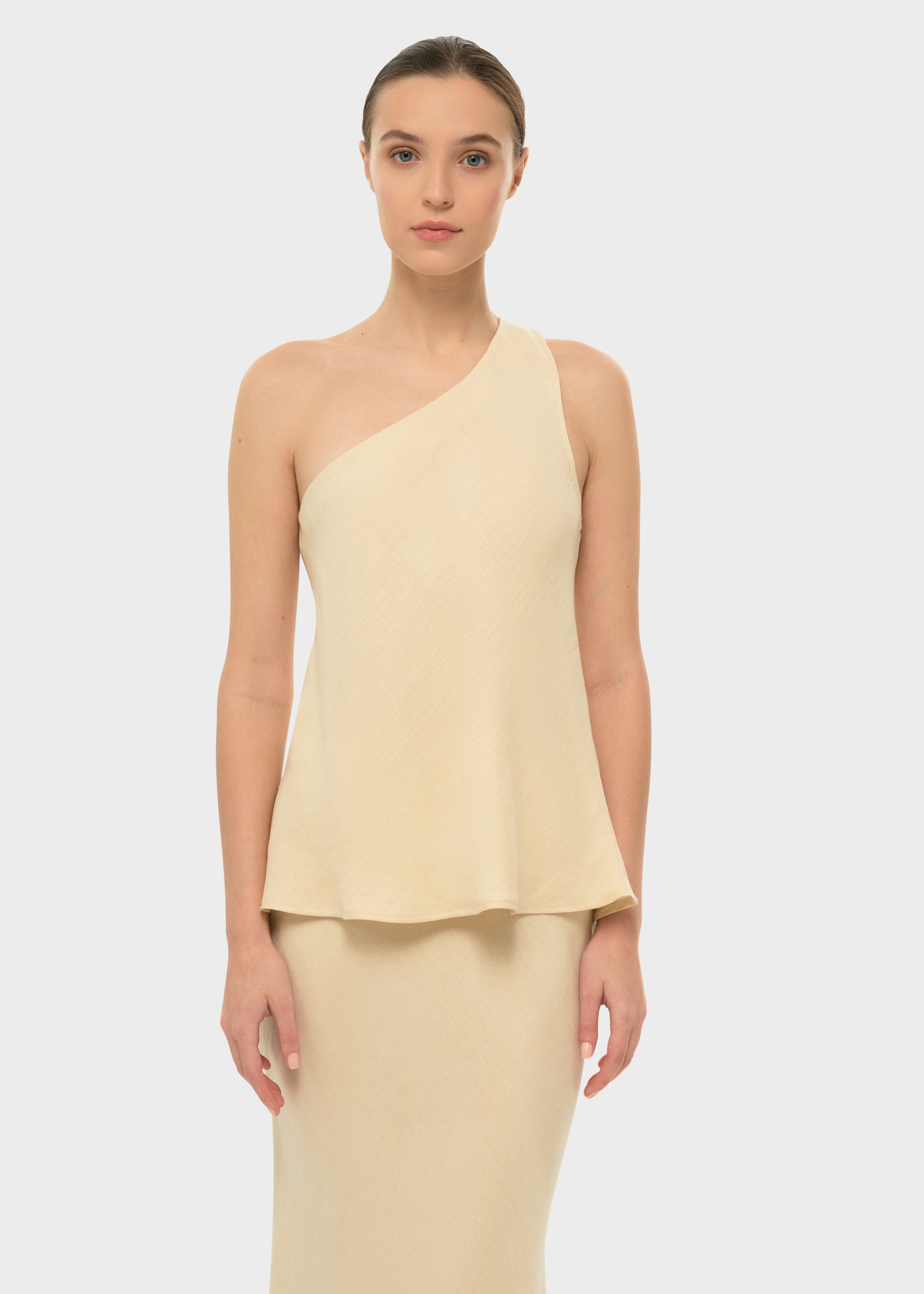 Creme AquaFlora Iris One Shoulder Top