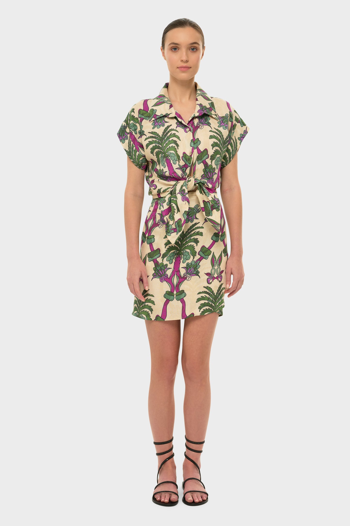 Palmera AquaFlora Mini Shirt Wrap Dress-niLuu