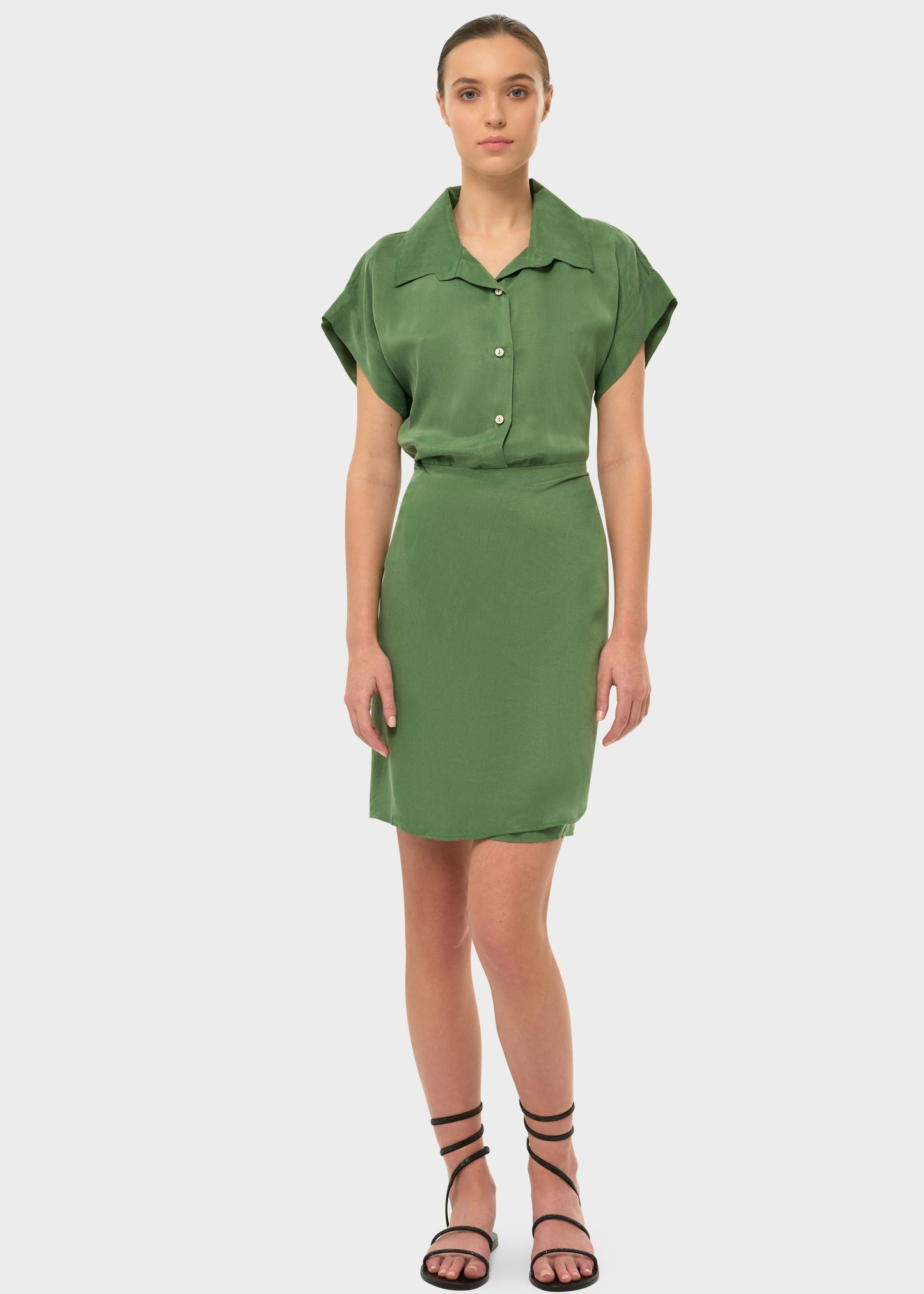 Moss AquaFlora Mini Shirt Wrap Dress