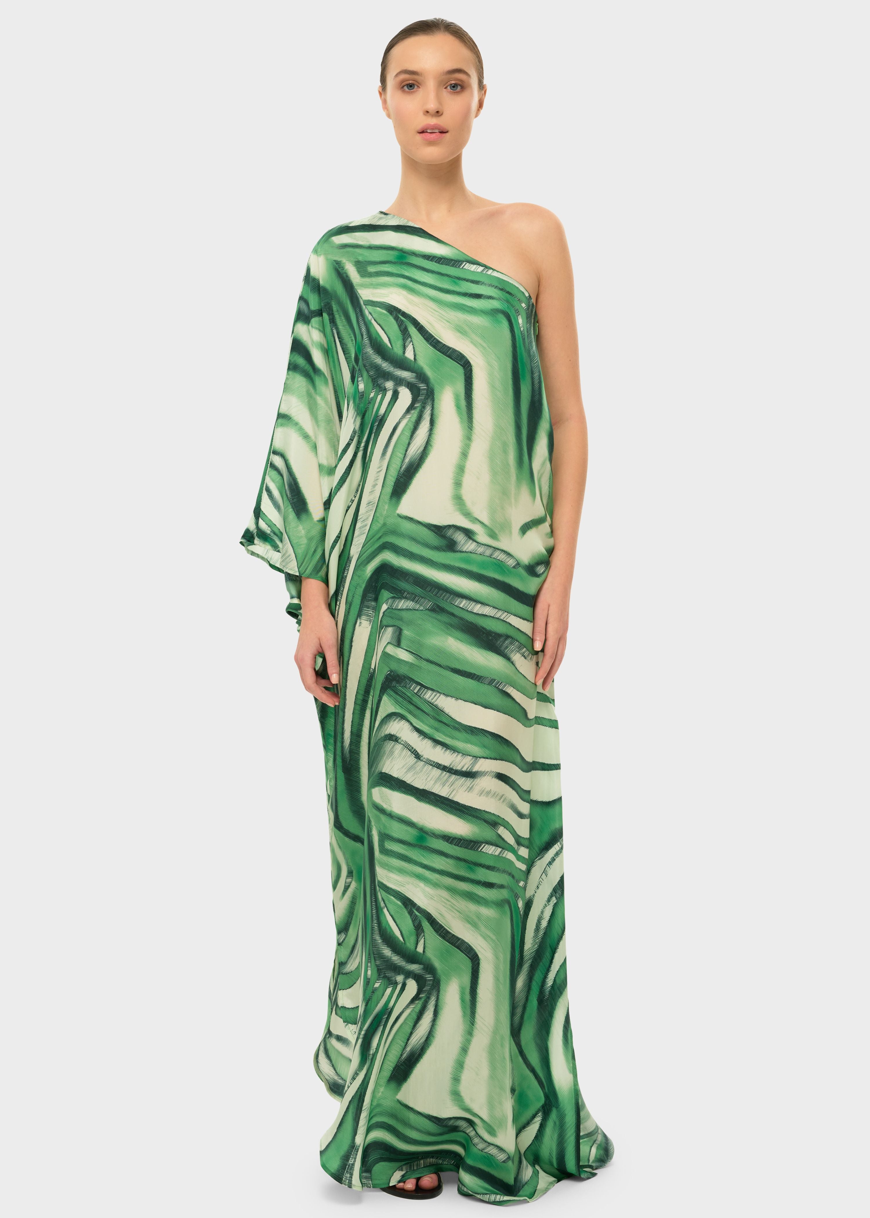 Rocco AquaFlora One Shoulder Maxi Dress