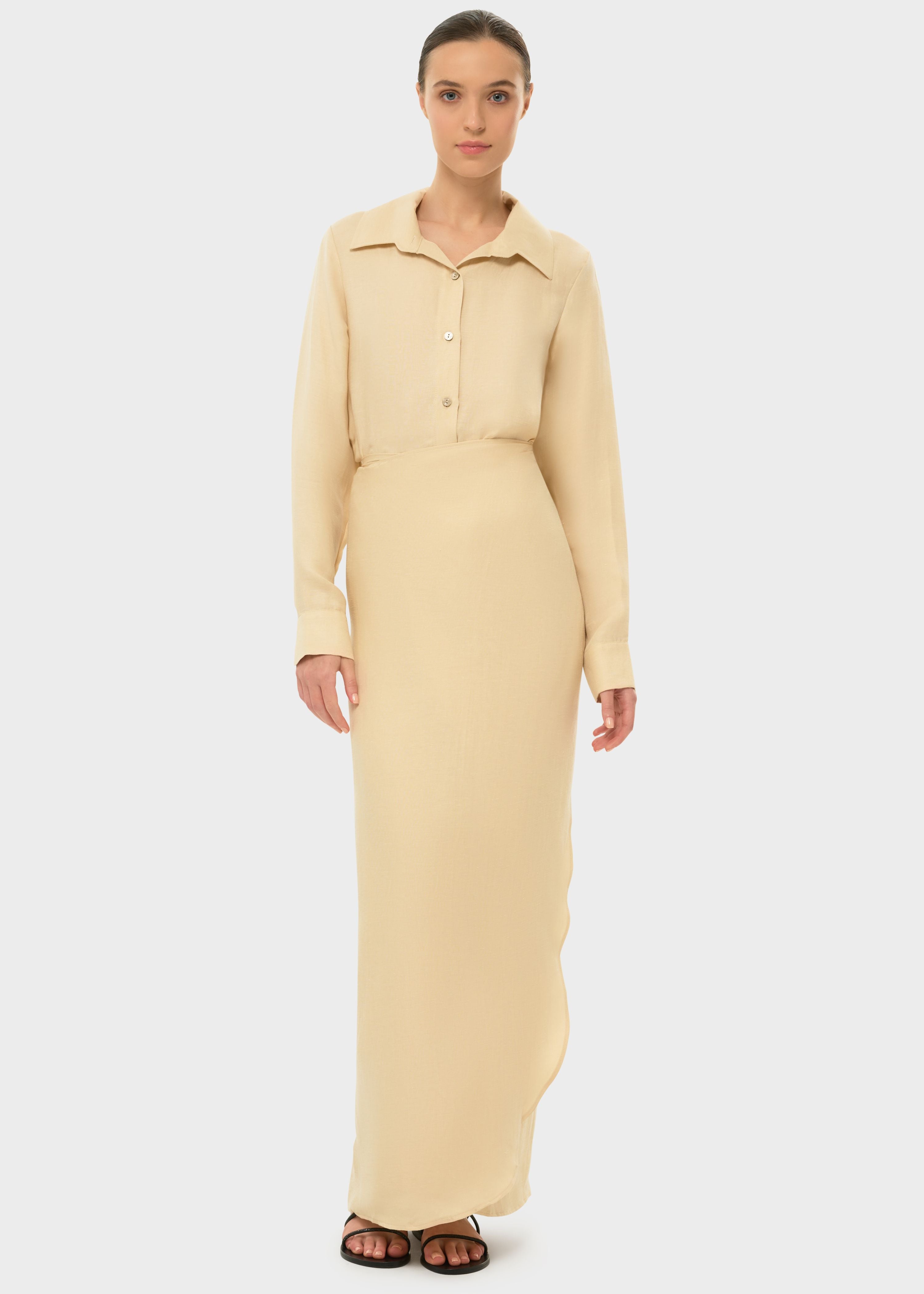 Creme AquaFlora Shirt Wrap Dress