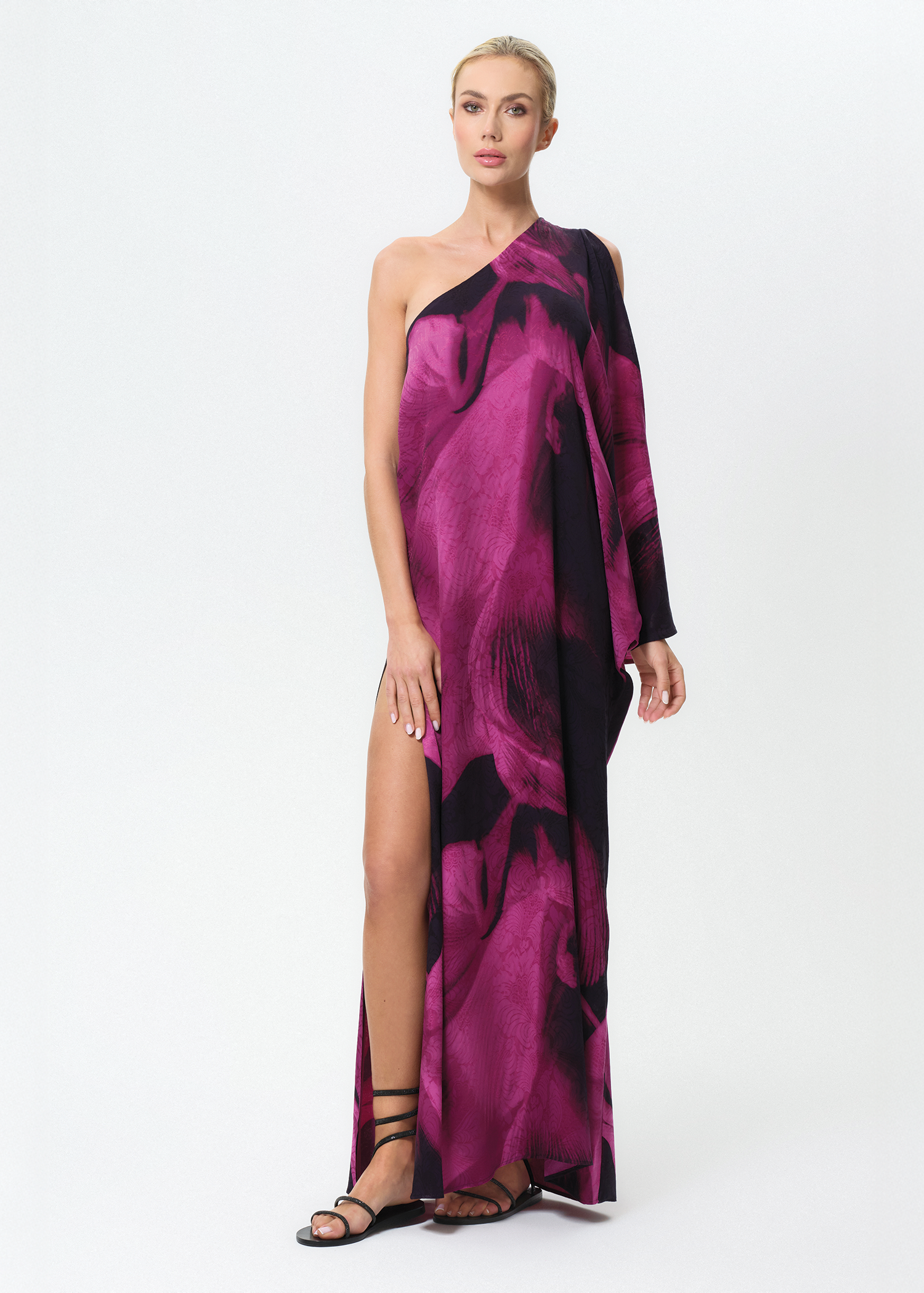 chinese dress ladies Tearra Floral One-Shoulder Tiered Maxi Dress main image 1
