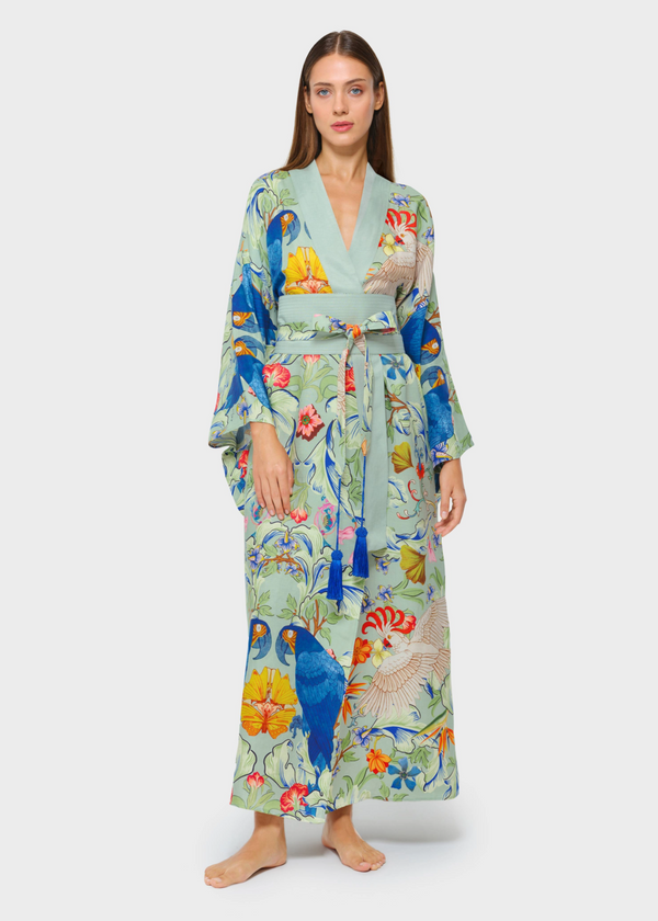 Carmen Anya Oriental Kimono in vegan silk with fluid drape for elegant layering